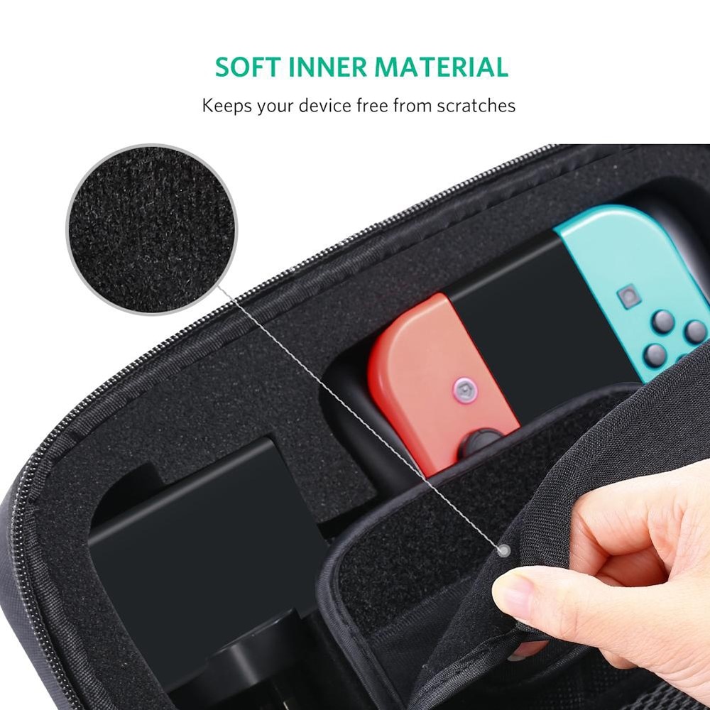 Estuche de almacenamiento con asa para Nintendo Switch, negro