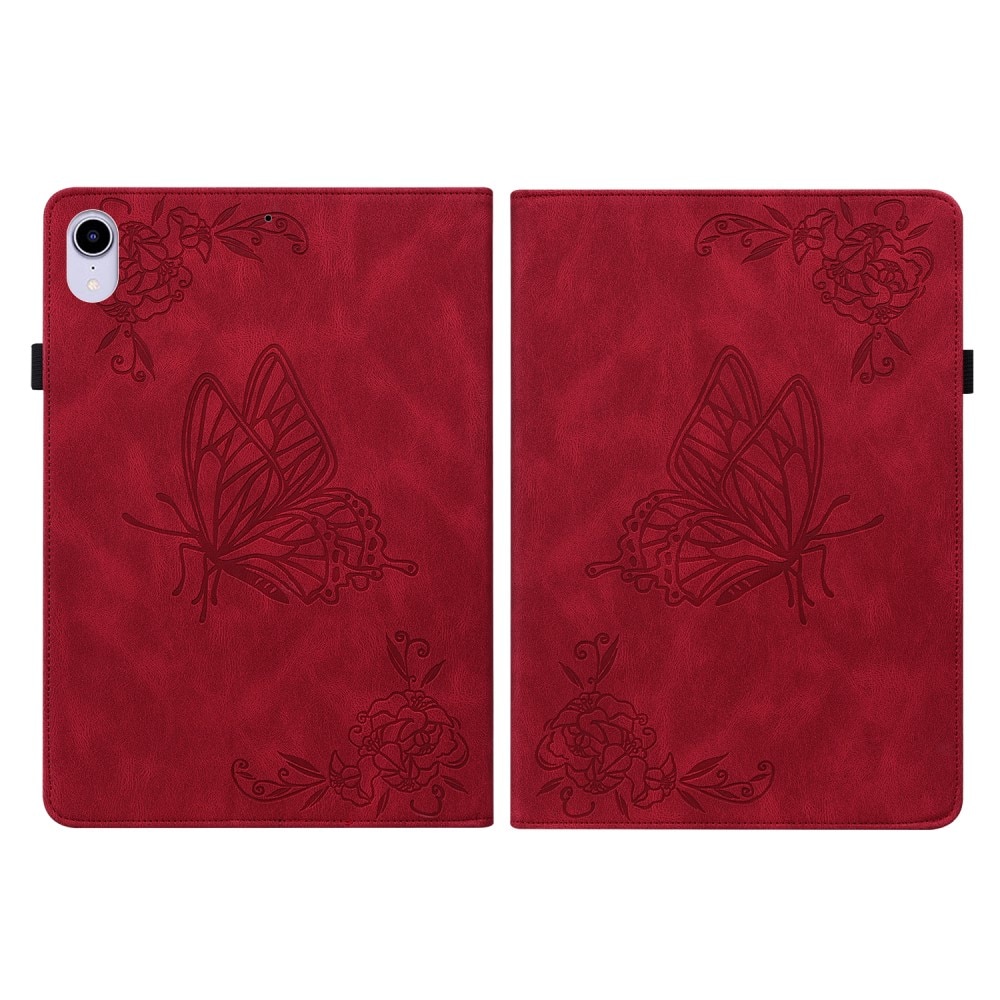 Funda de cuero con mariposas iPad Mini 6th Gen (2021) Rojo