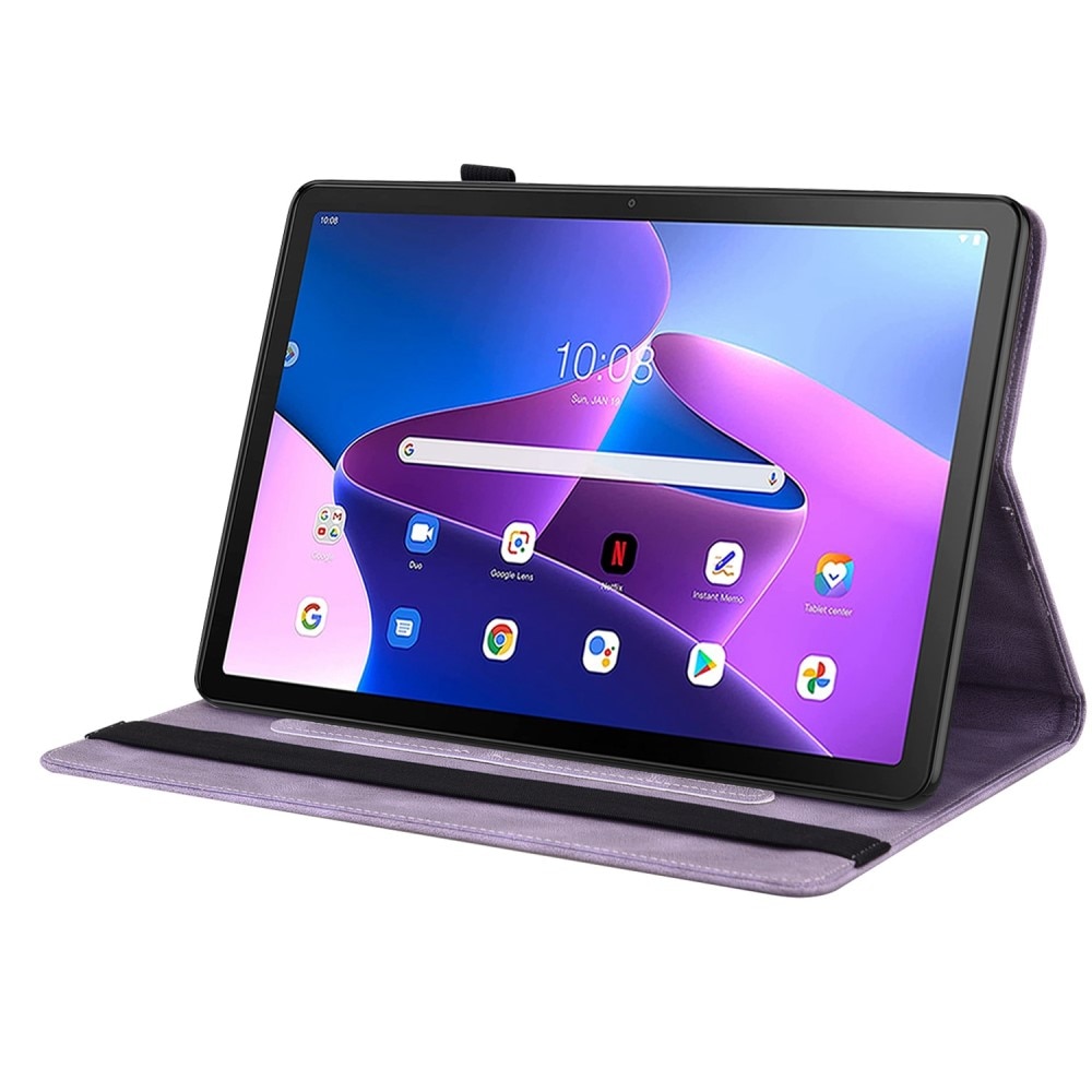 Funda de cuero con mariposas Lenovo Tab M10 Plus (3rd gen) violeta