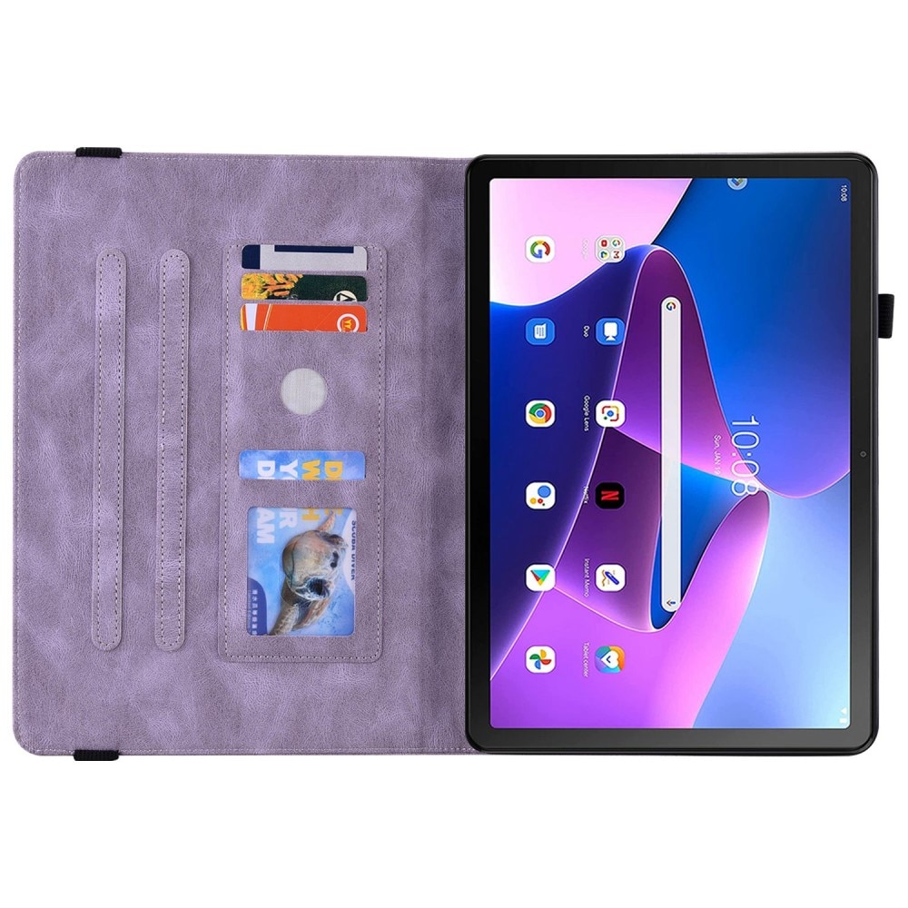 Funda de cuero con mariposas Lenovo Tab M10 Plus (3rd gen) violeta