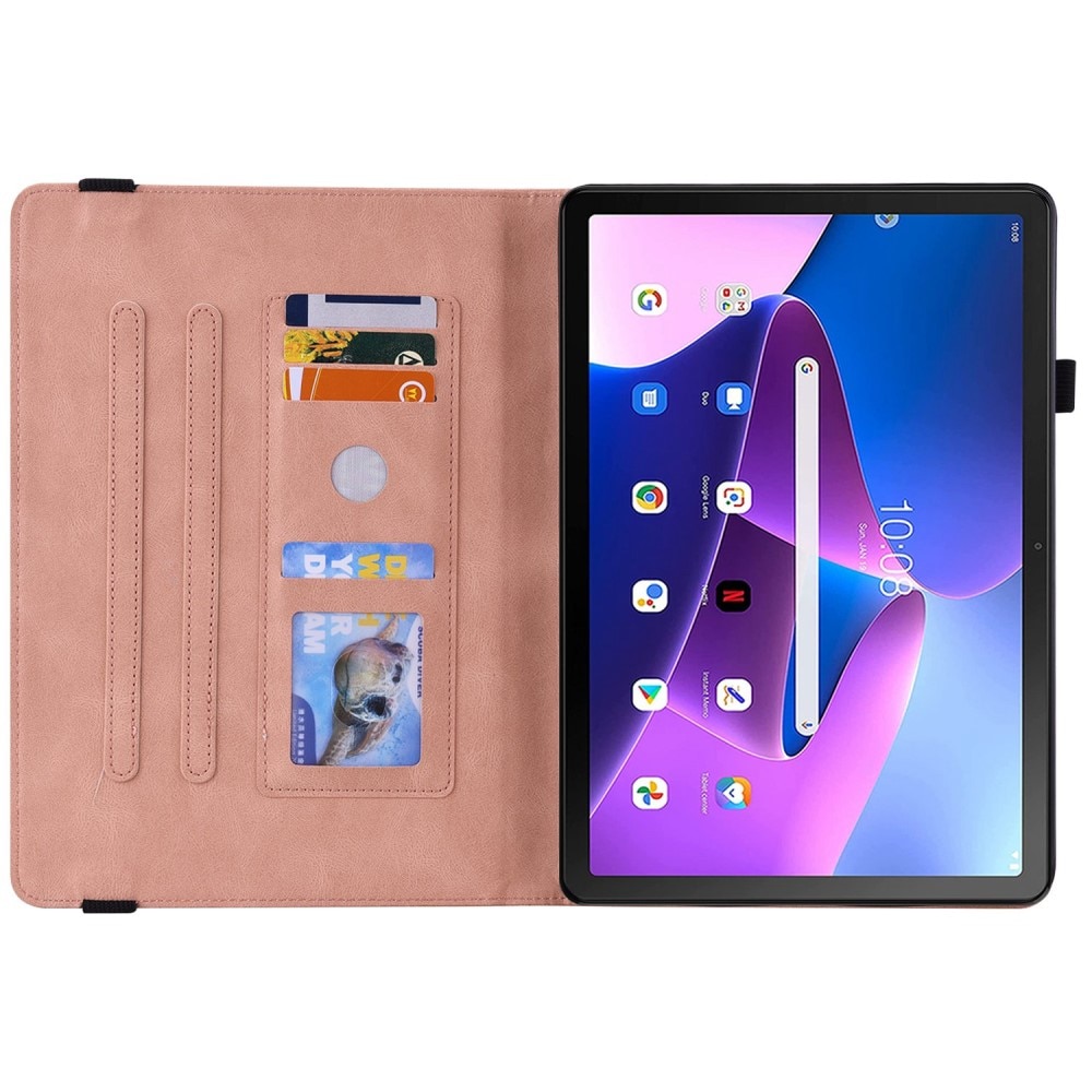 Funda de cuero con mariposas Lenovo Tab M10 Plus (3rd gen) rosado