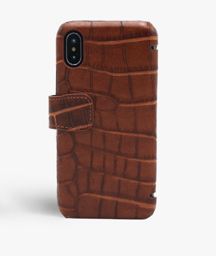 Funda cartera iPhone X/XS Lizard Cognac