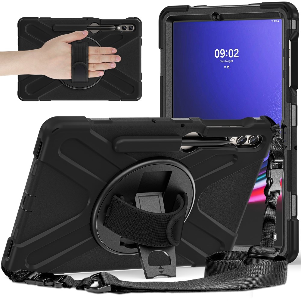 Funda híbrida a prueba de golpes Correa el hombro Samsung Galaxy Tab S8 Plus negro