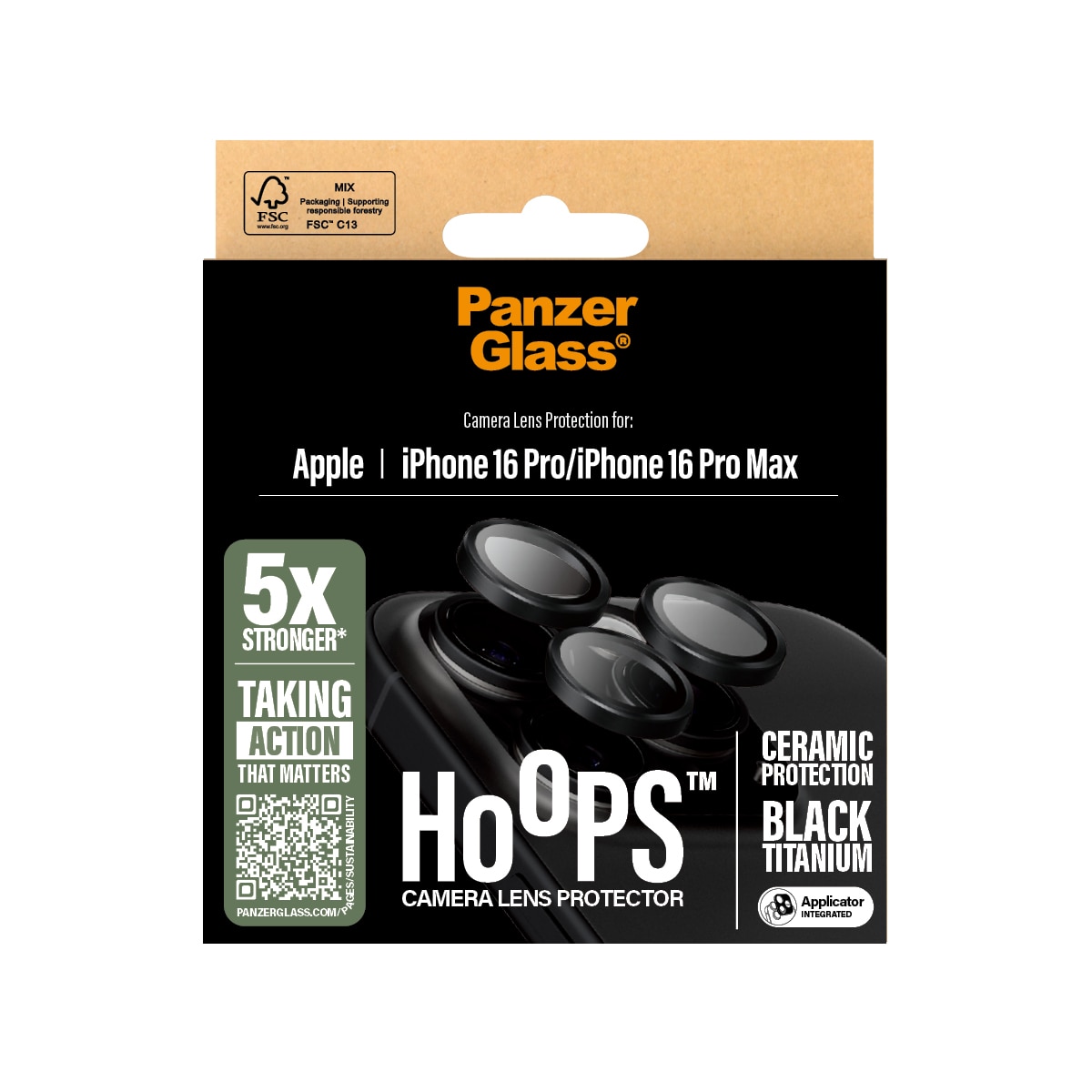 iPhone 16 Pro Max Hoops Ceramic Camera Lens Protector Black