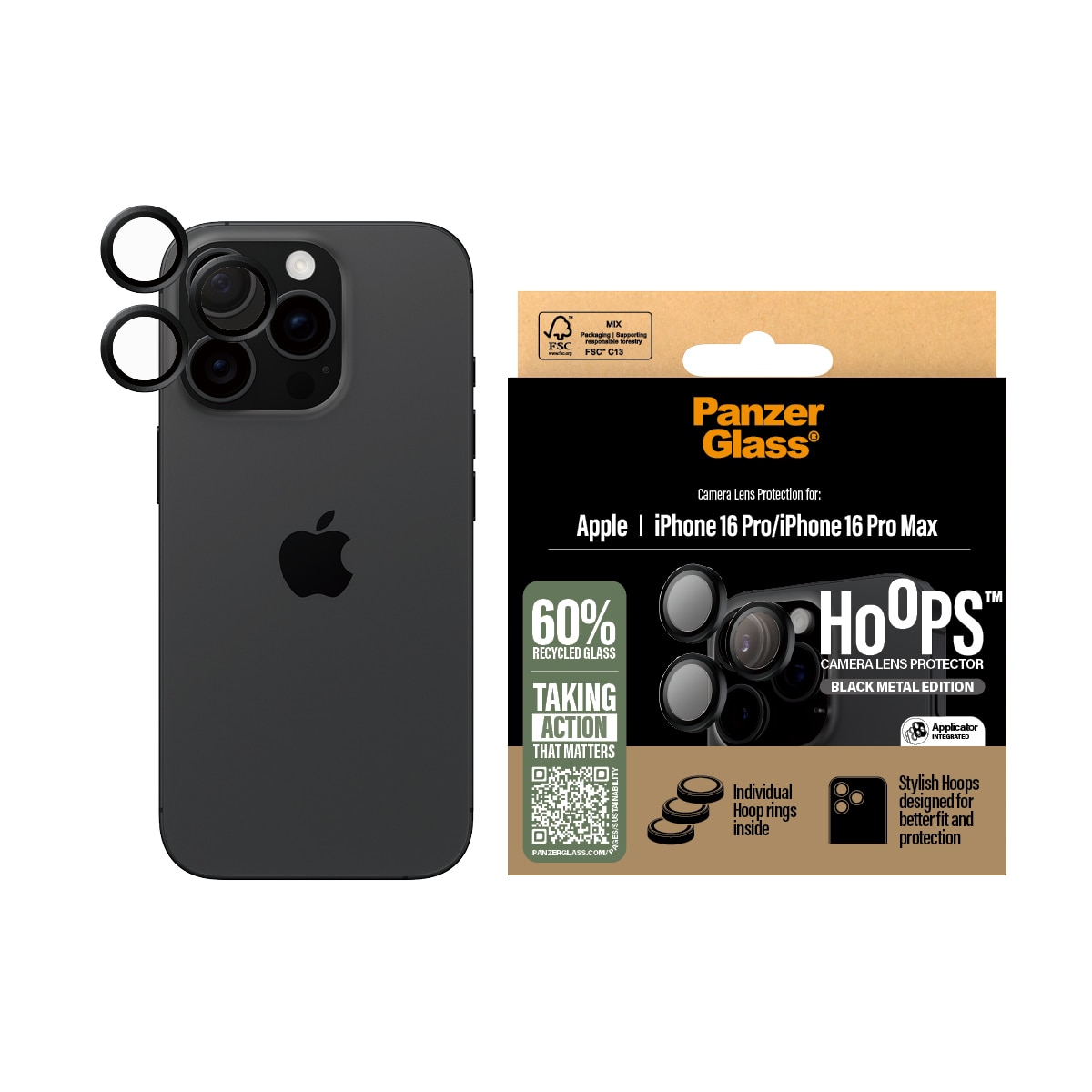 iPhone 16 Pro Max Hoops Camera Lens Protector Black