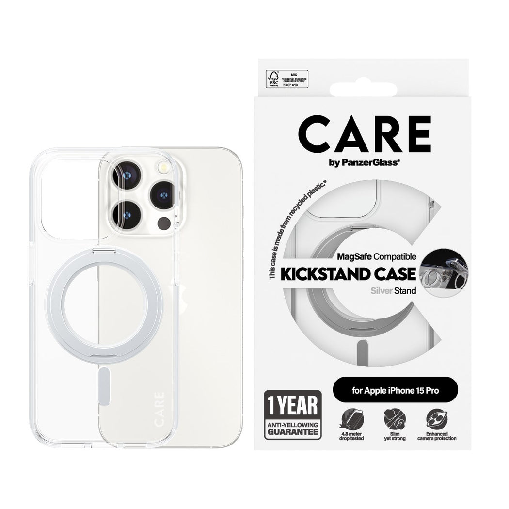 Kickstand MagSafe Funda iPhone 15 Pro transparente