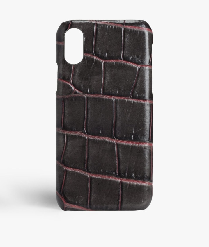 Funda iPhone Xs Max Croco Taupe/Pink