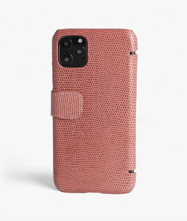 Funda cartera iPhone 11 Pro Max Lizard Rosa Antico