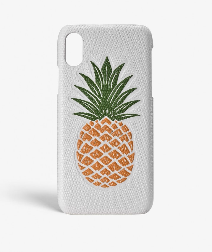 Funda iPhone X/XS Pineapple Orange Lizard White