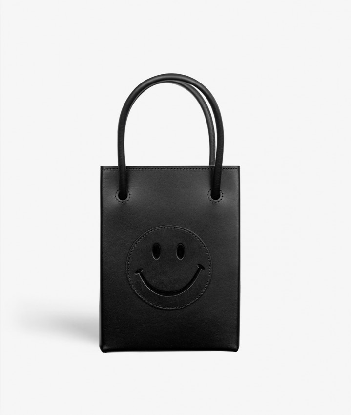 Essential Crossbody Bolsa Smiley Vegetable Tanned Black