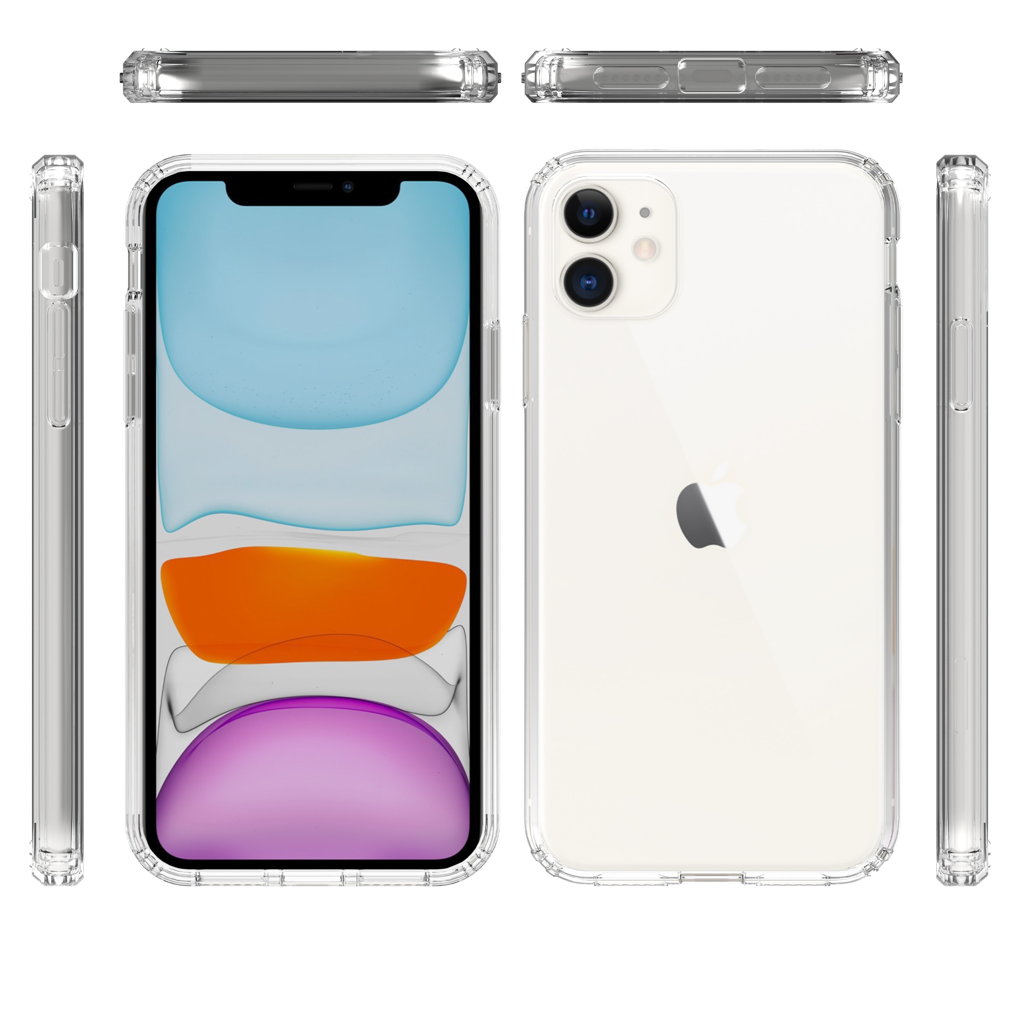 Funda híbrida para iPhone 11, transparente