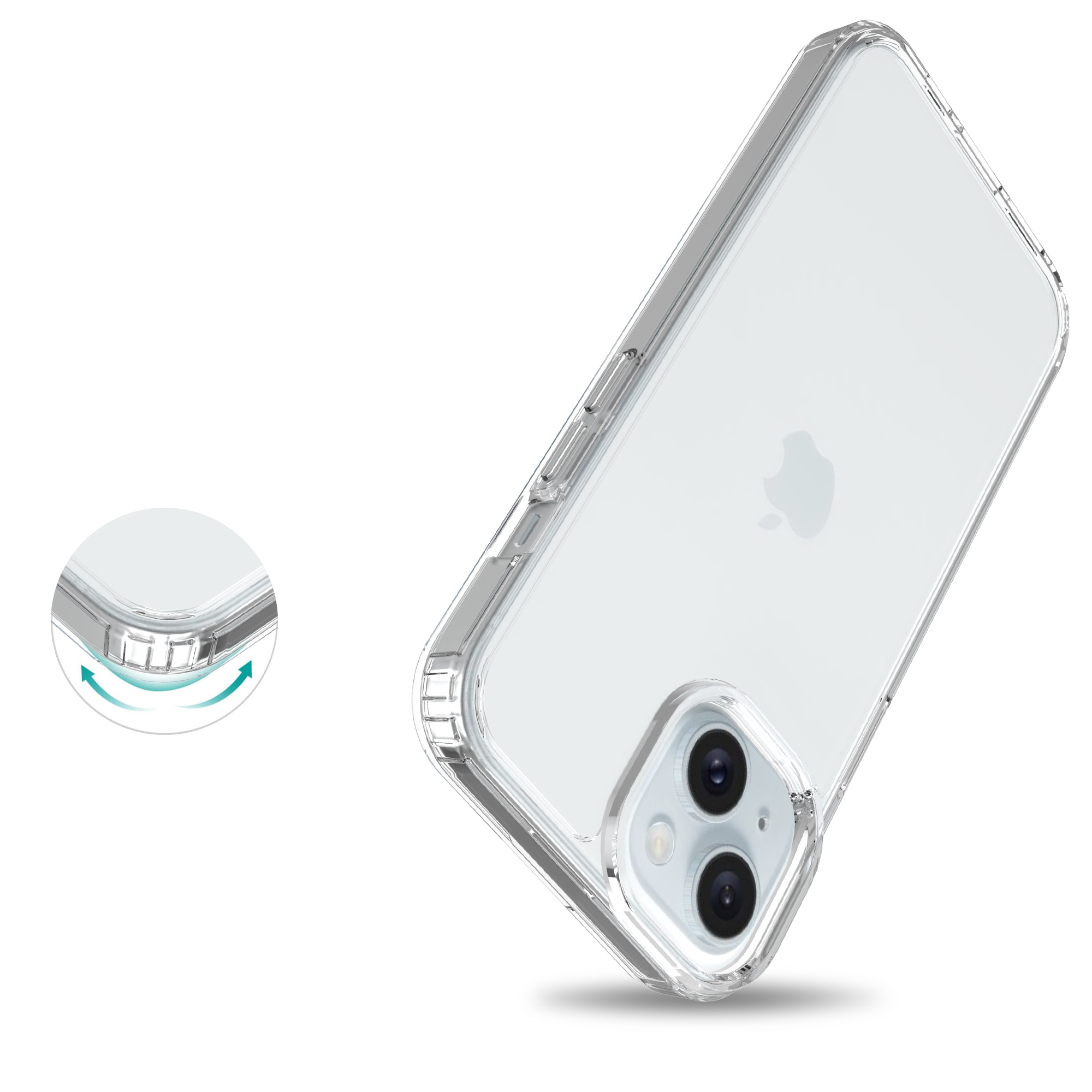 Funda híbrida para iPhone 15 Plus transparente