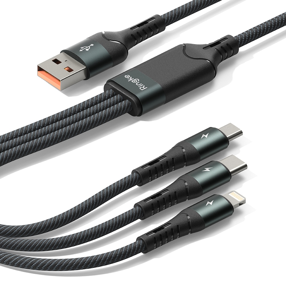 3-in-1 Fast Charging Cable múltiple, negro