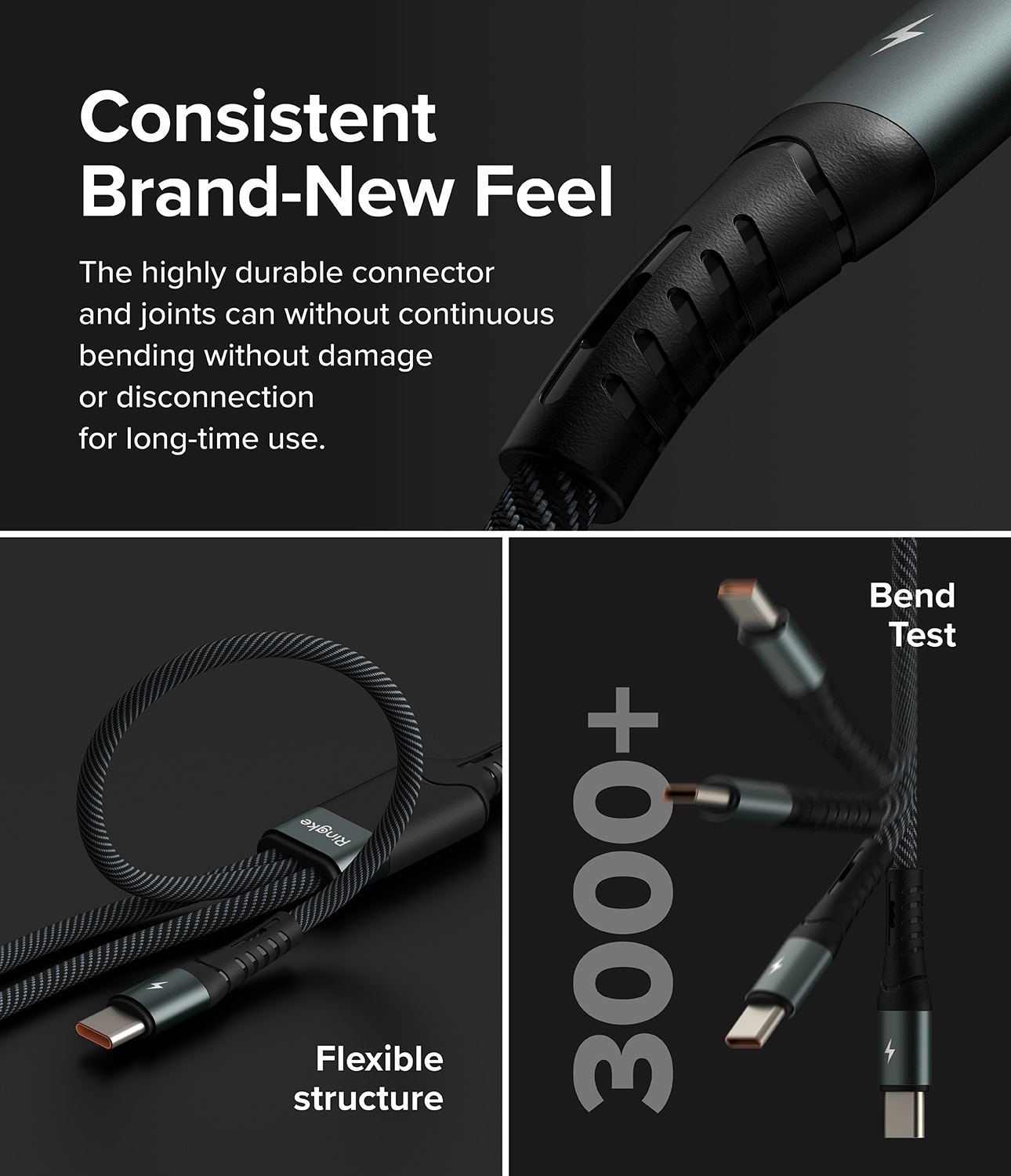 3-in-1 Fast Charging Cable múltiple, negro