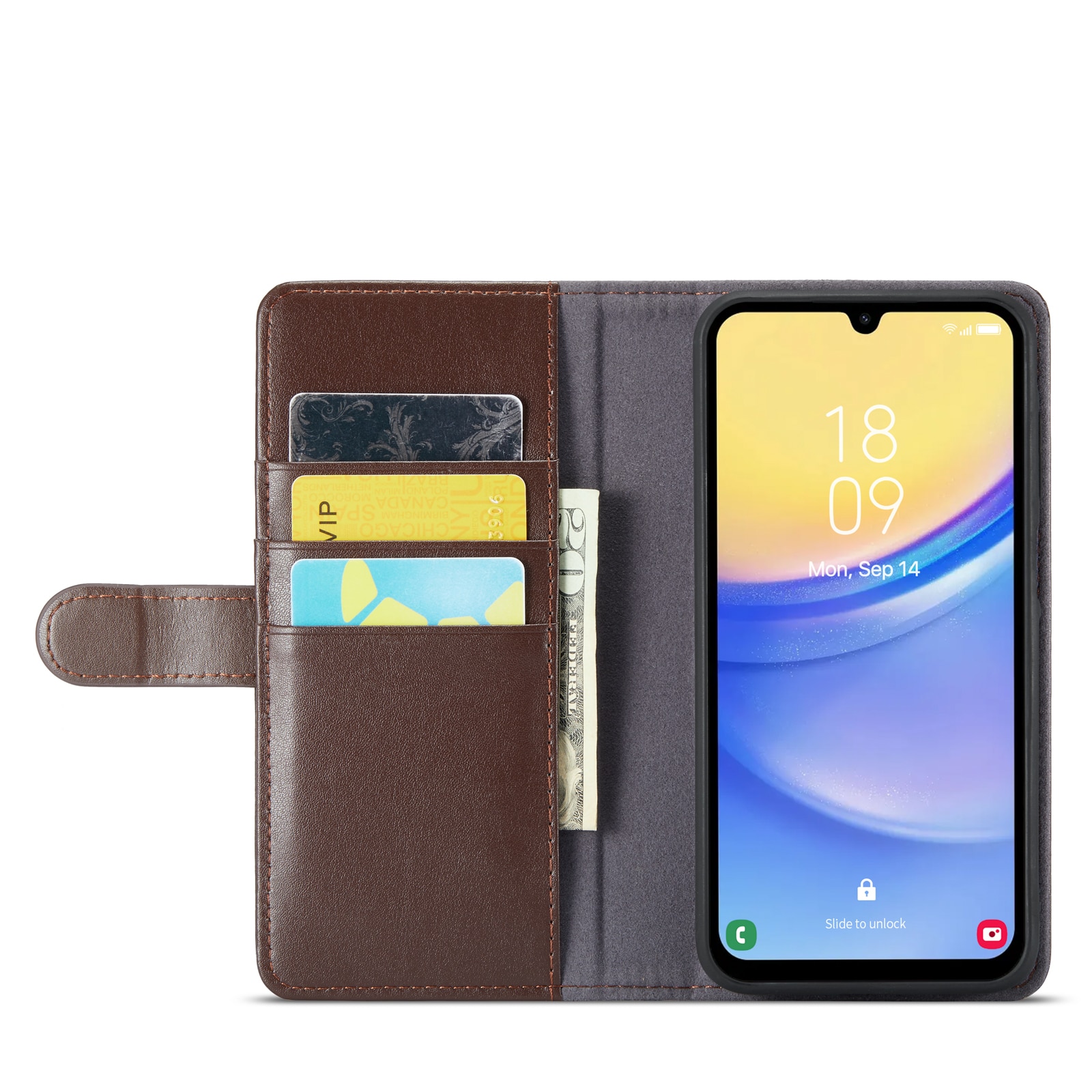 Funda de cuero genuino Samsung Galaxy A25, marrón