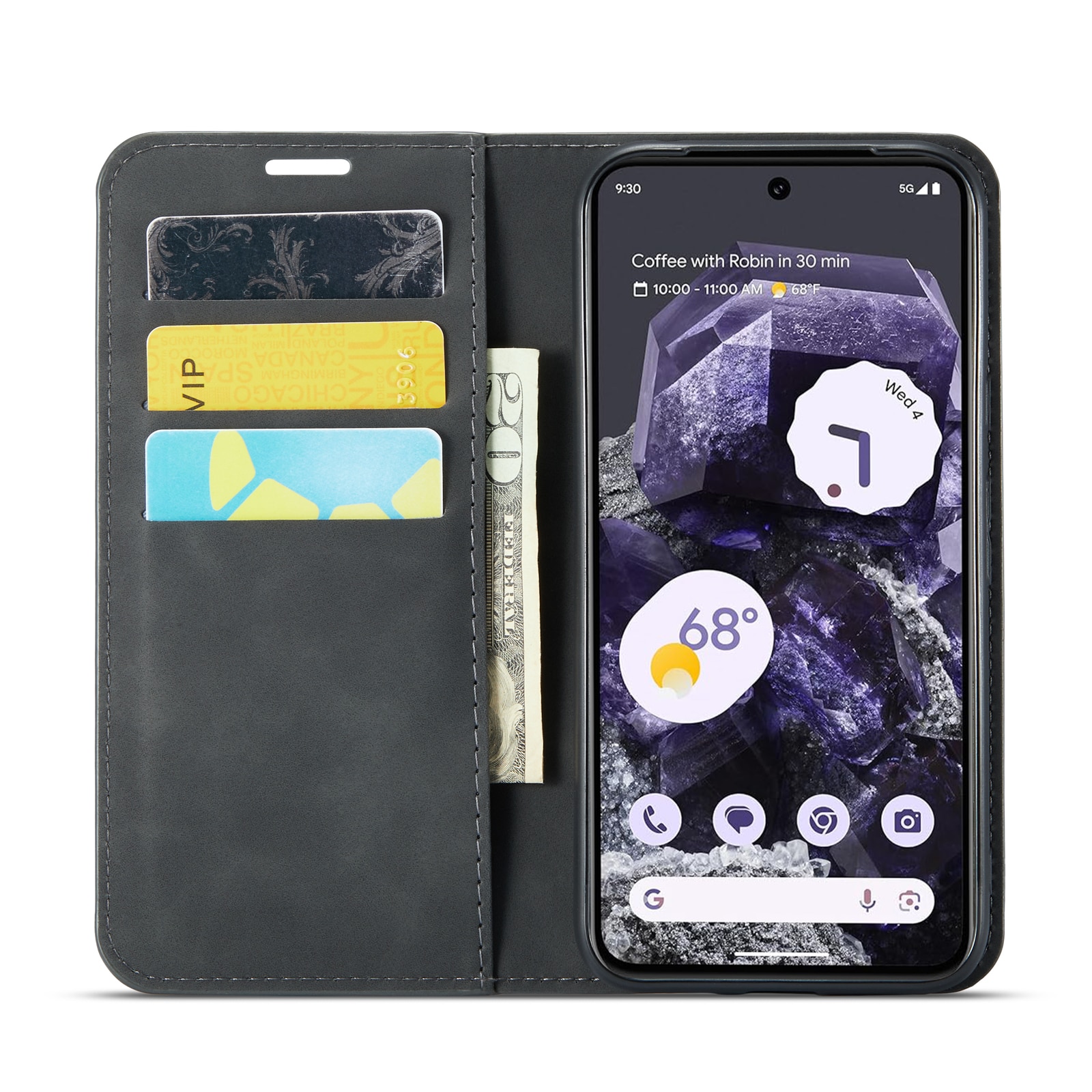 Funda delgada cartera Google Pixel 8a negro