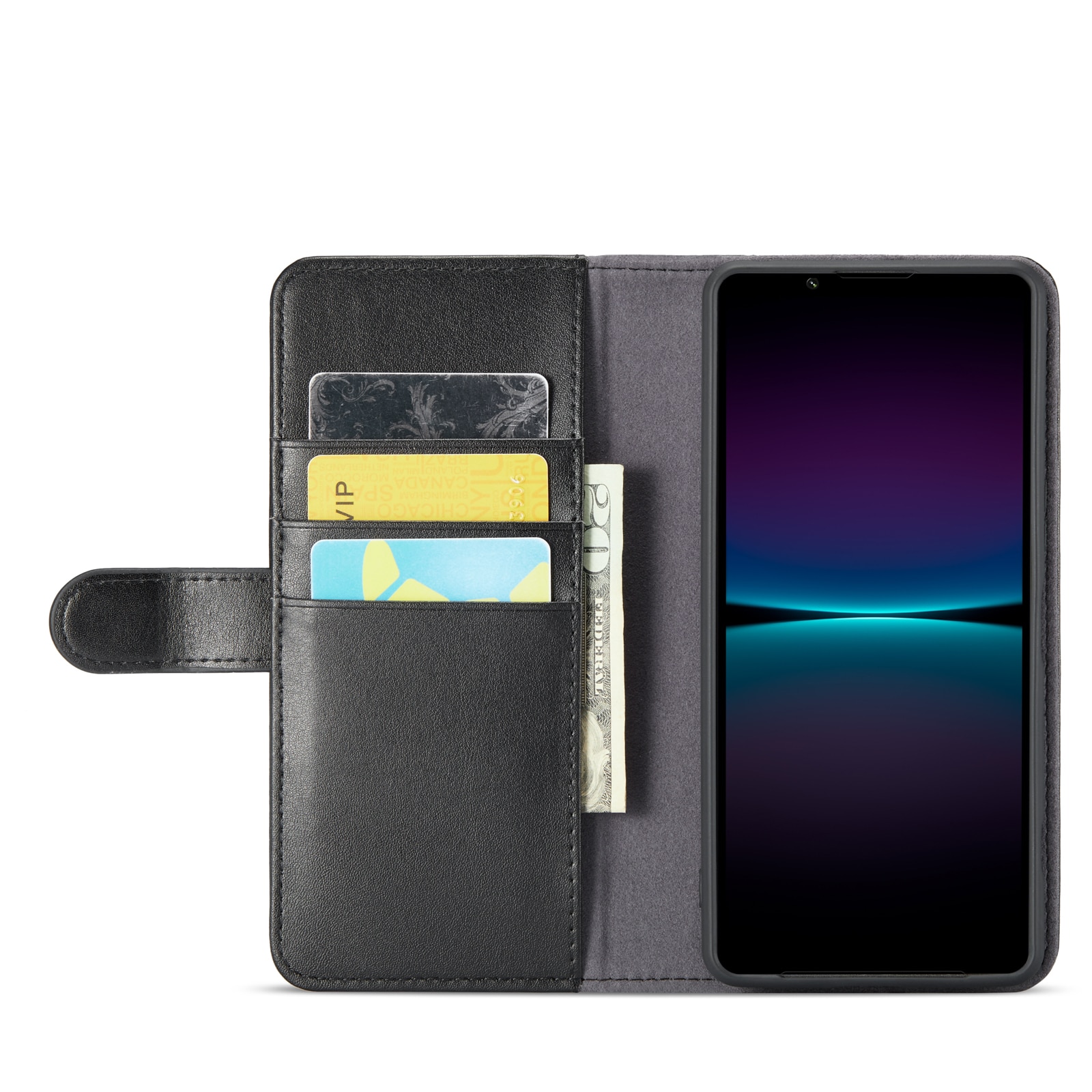 Funda de cuero genuino Sony Xperia 1 VI, negro