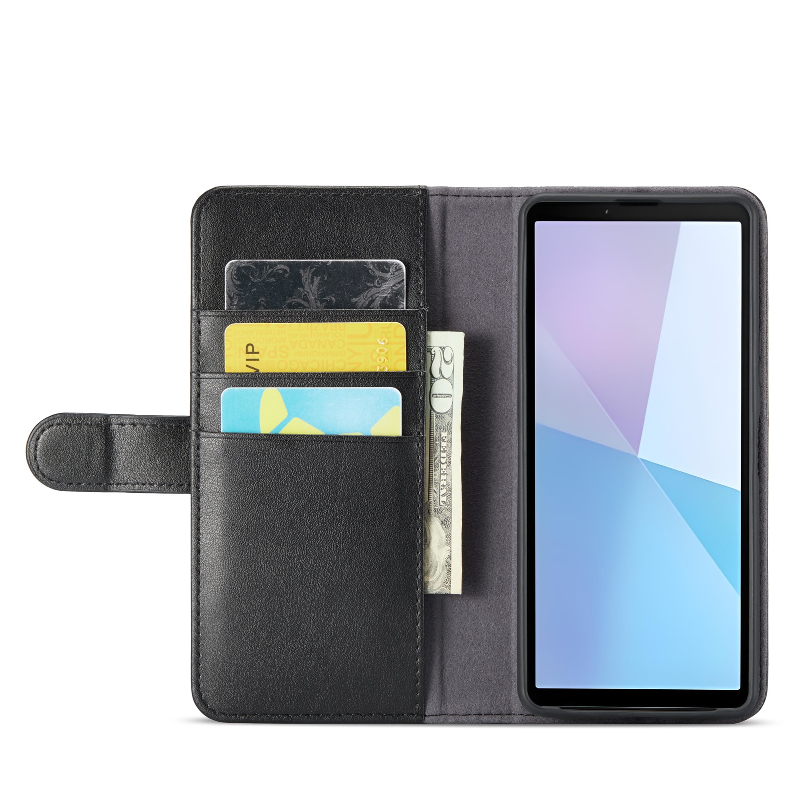 Funda de cuero genuino Sony Xperia 10 VI, negro