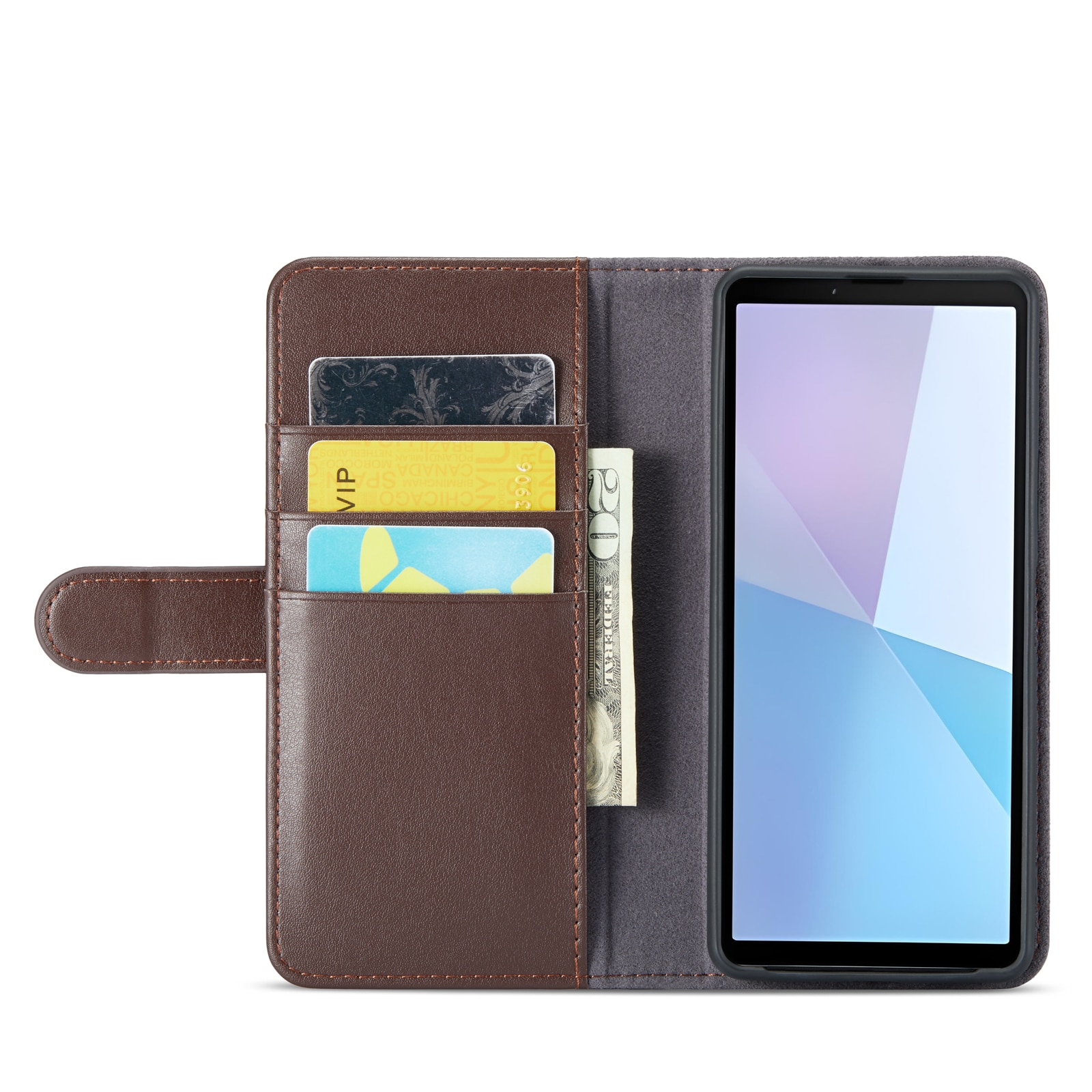 Funda de cuero genuino Sony Xperia 10 VI, marrón