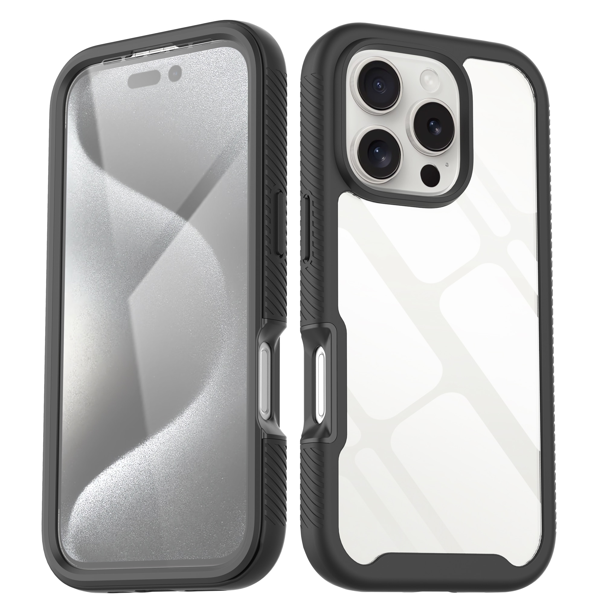 Funda Full Protection iPhone 16 Pro Max negro/transparente