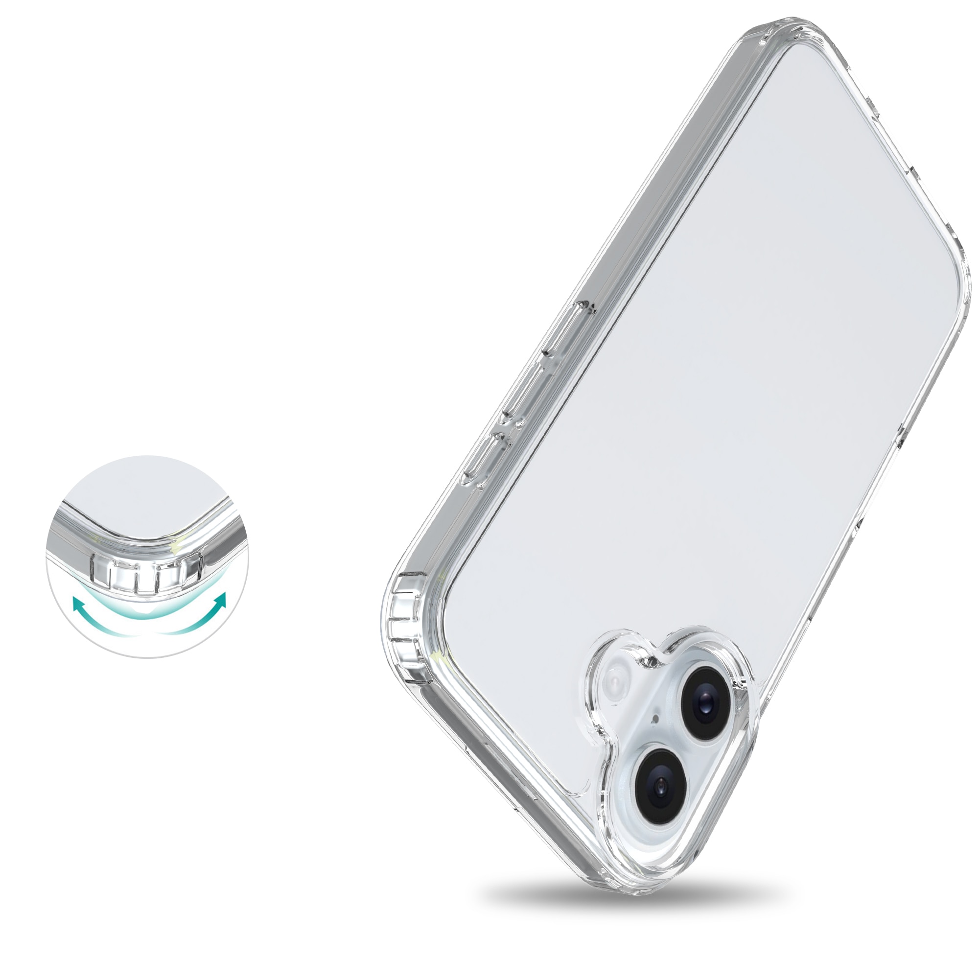 Funda híbrida para iPhone 16 transparente