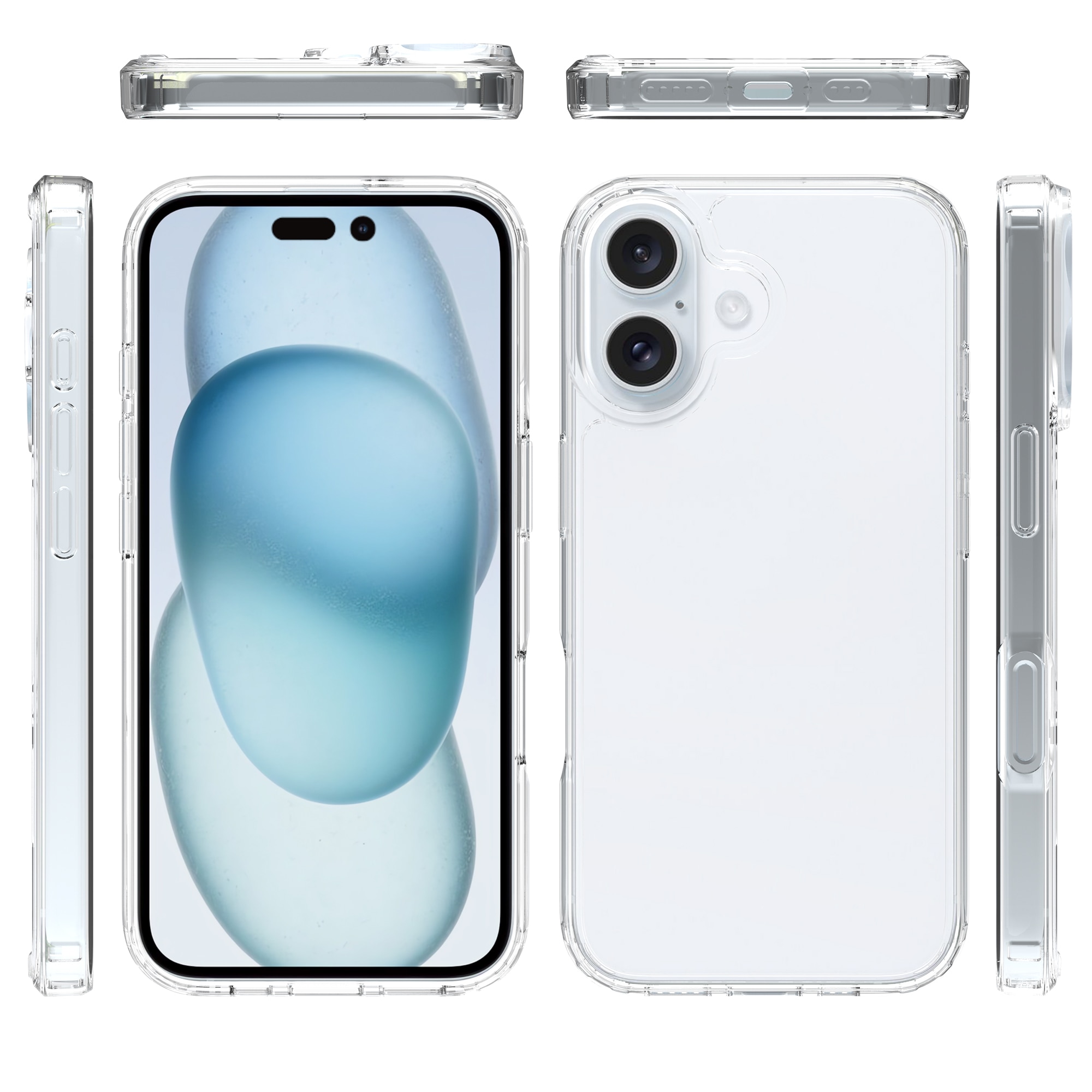 Funda híbrida para iPhone 16 Plus transparente