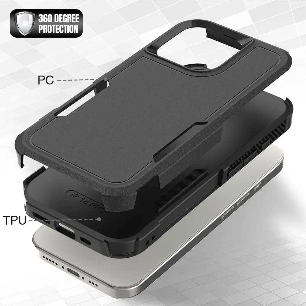 Funda híbrida Off-road iPhone 16 Pro, negro