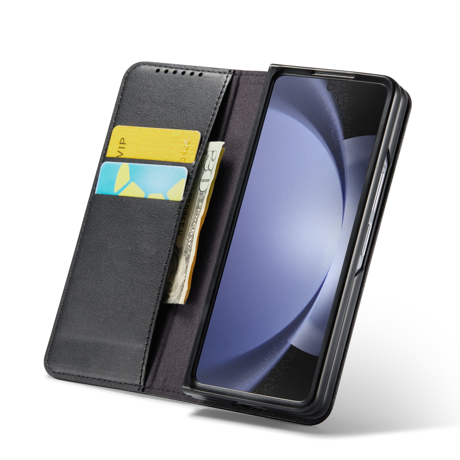 Funda de cuero genuino Samsung Galaxy Z Fold 6, negro