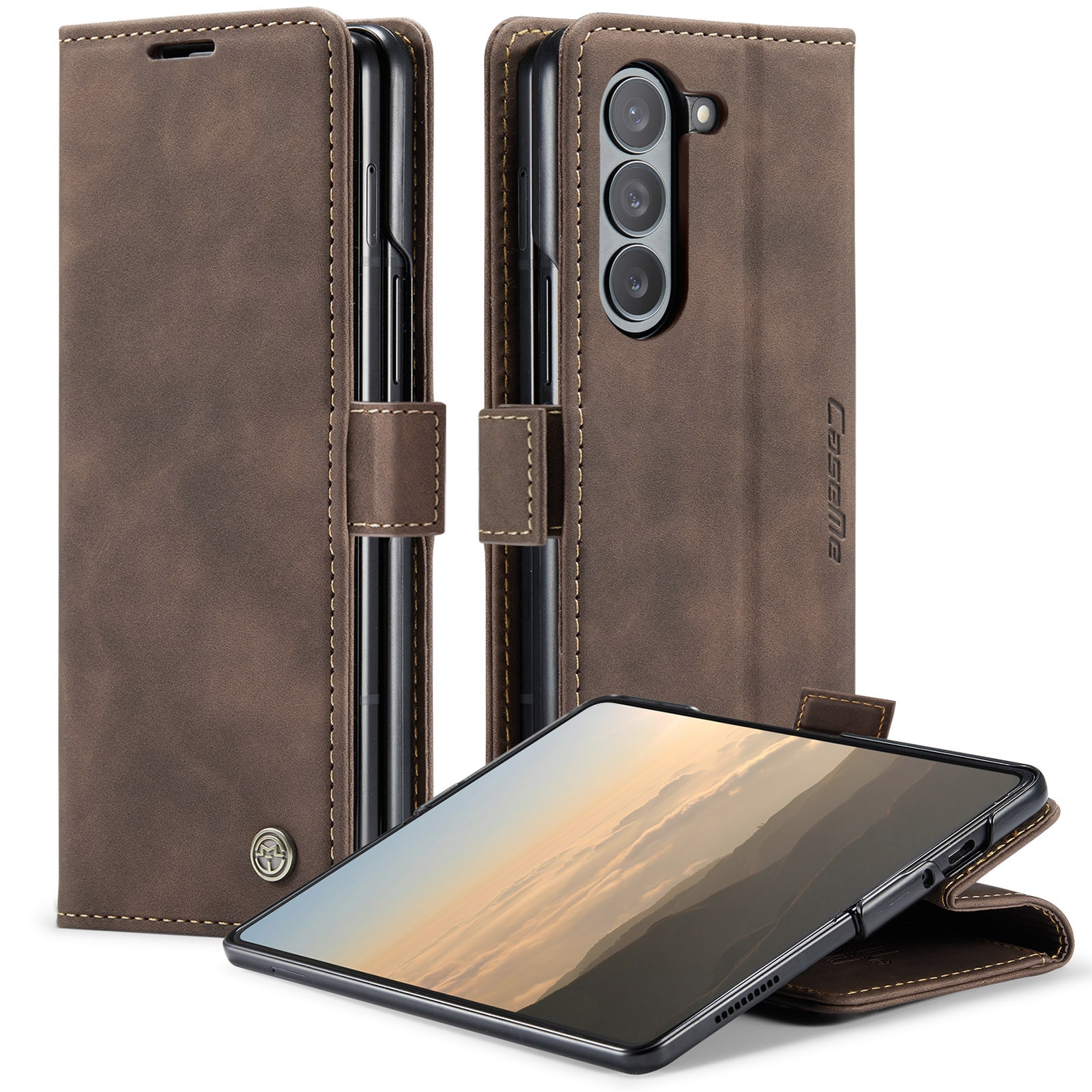 Funda delgada con solapa Samsung Galaxy Z Fold 6 marrón