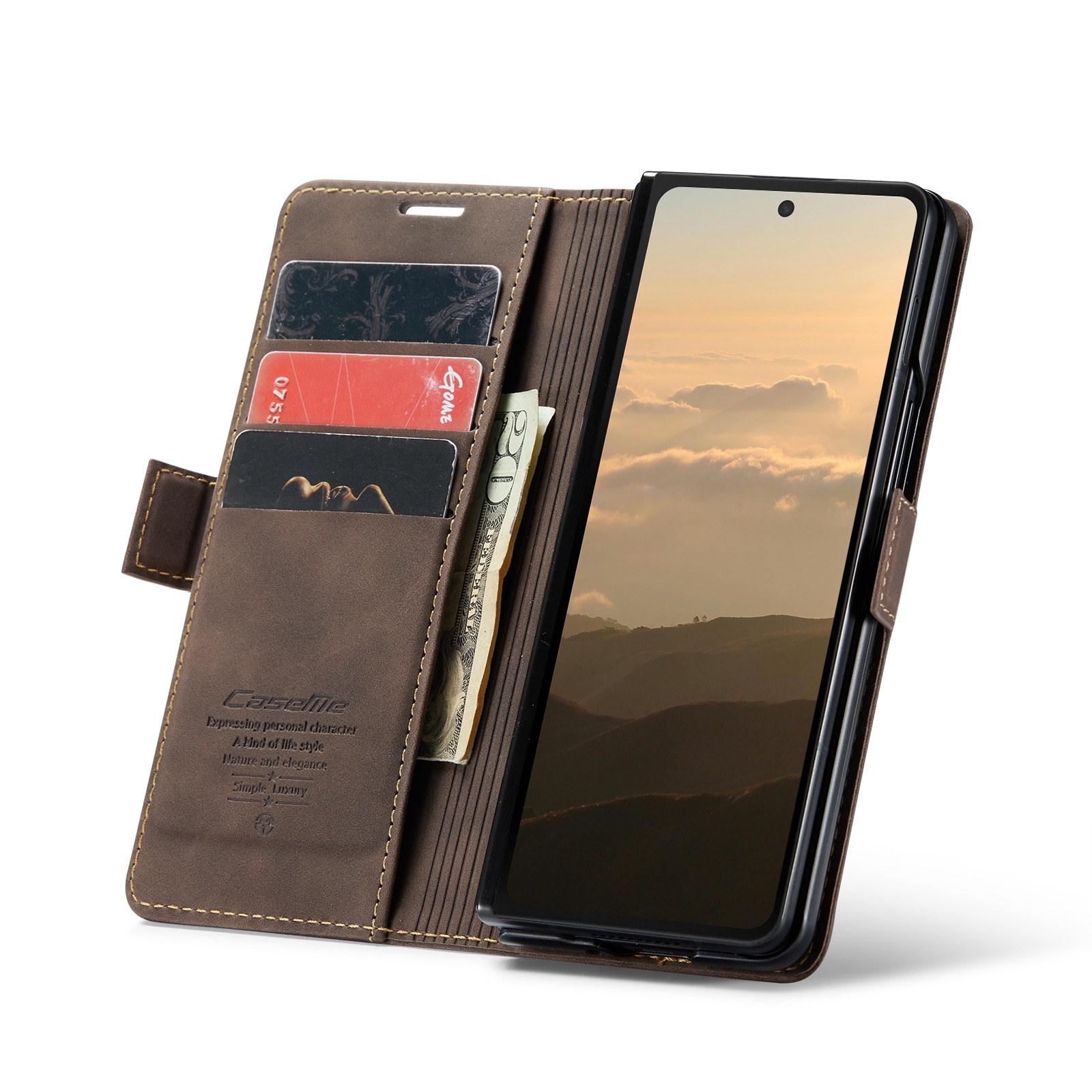 Funda delgada con solapa Samsung Galaxy Z Fold 6 marrón