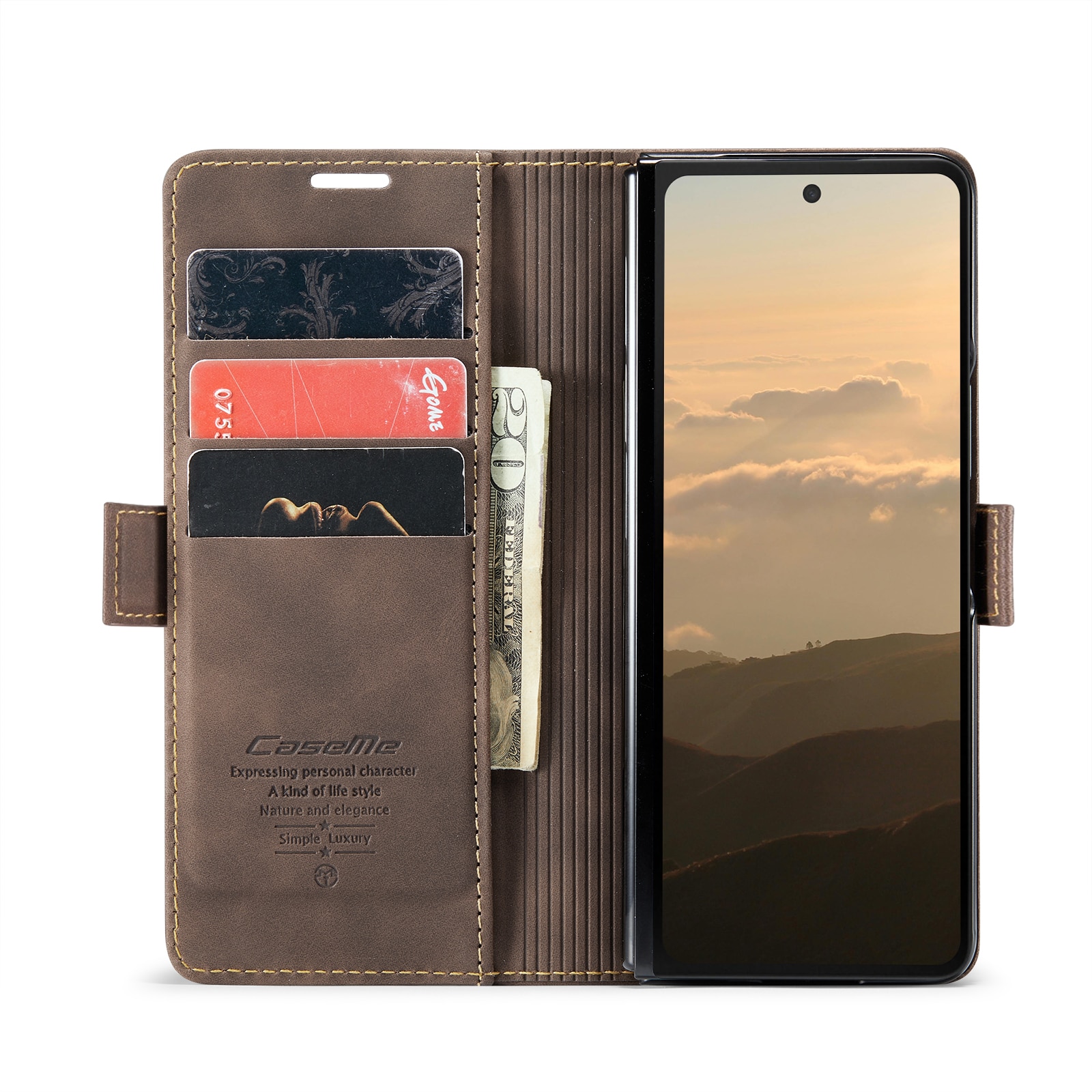 Funda delgada con solapa Samsung Galaxy Z Fold 6 marrón