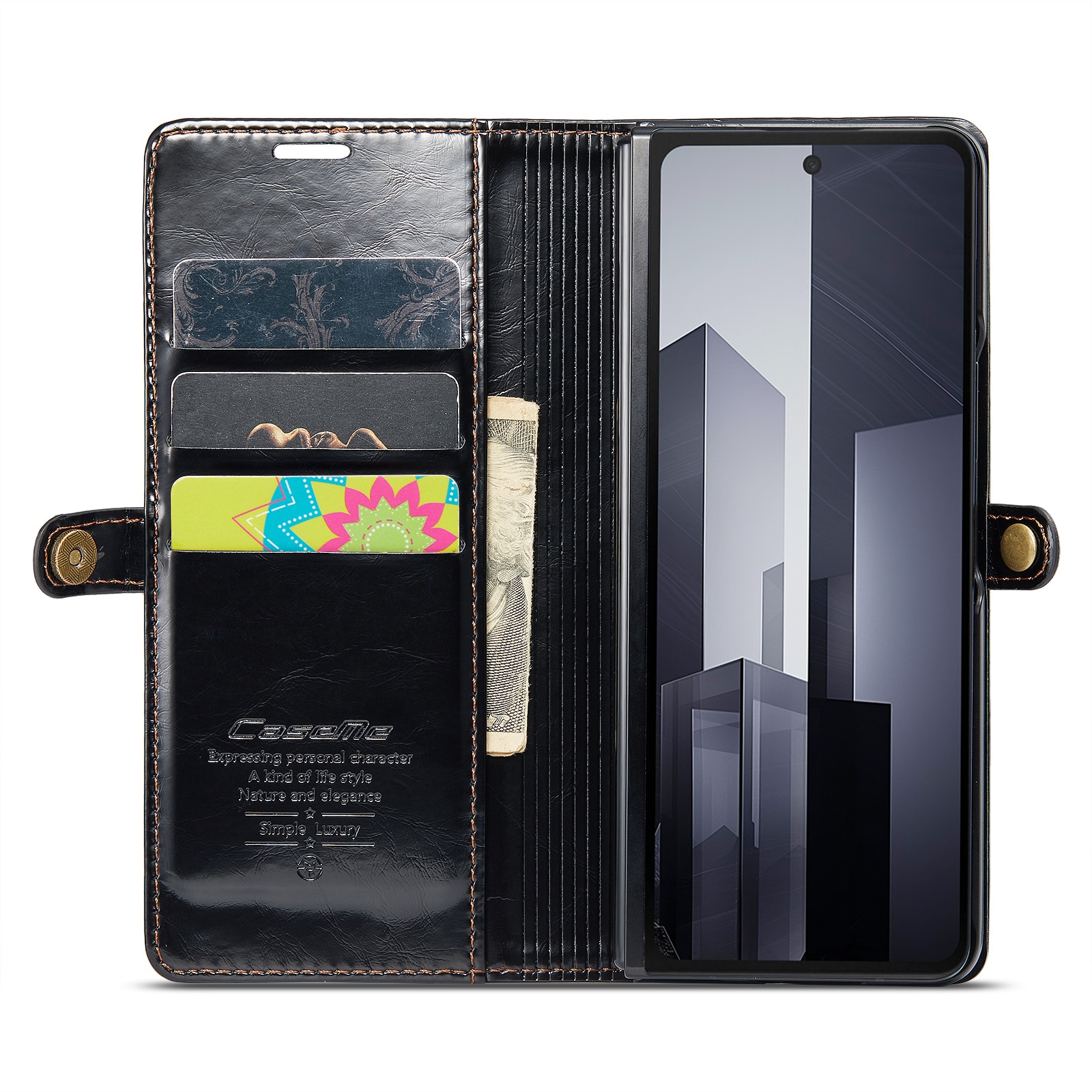 Funda de cuero Samsung Galaxy Z Fold 6 negro