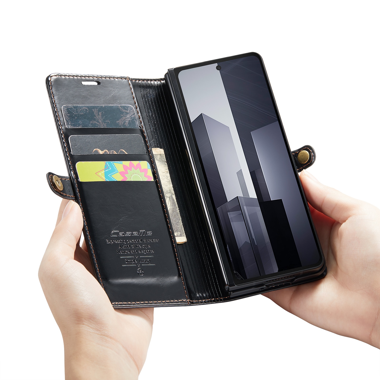 Funda de cuero Samsung Galaxy Z Fold 6 negro