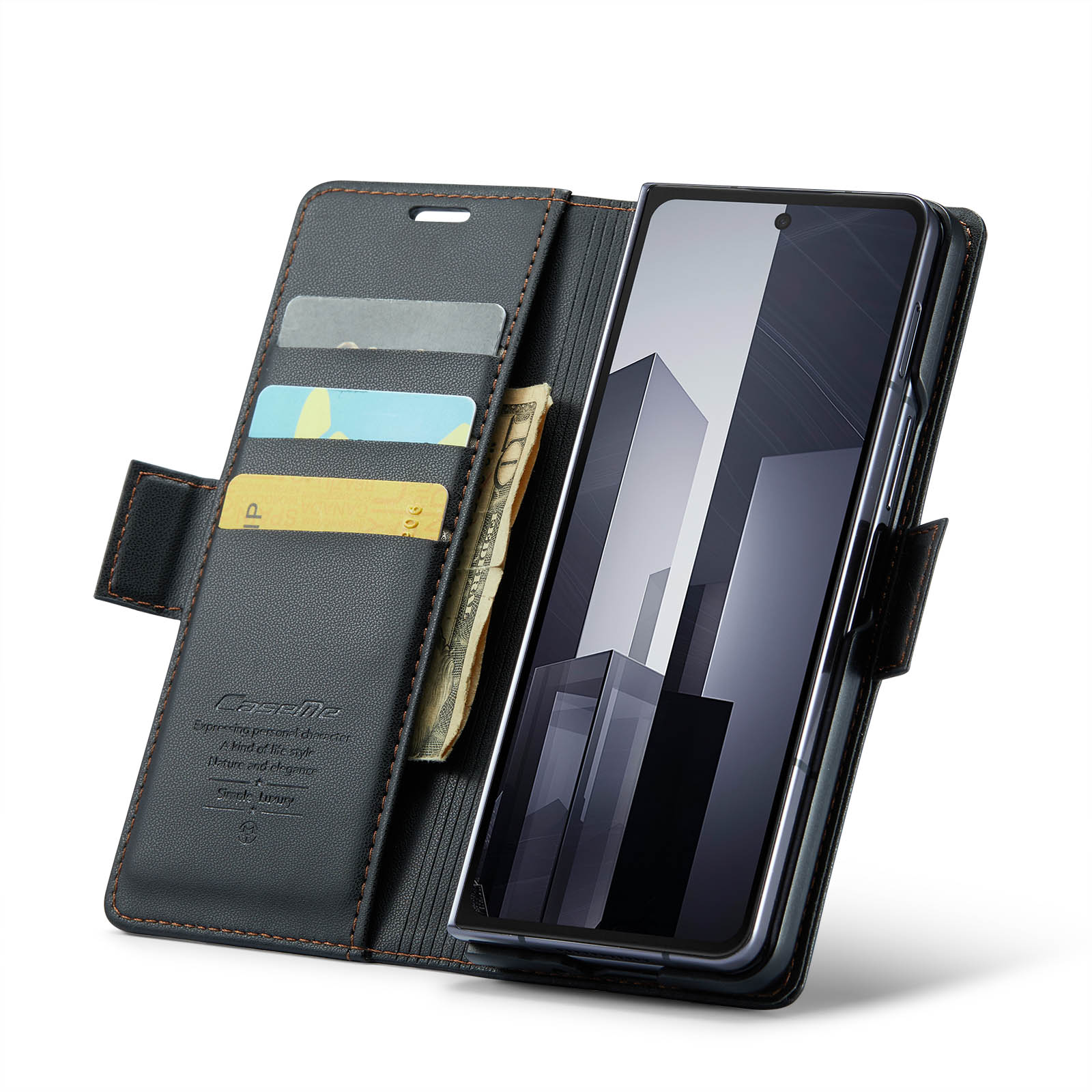 Funda delgada con solapa anti-RFID Samsung Galaxy Z Fold 6 negro