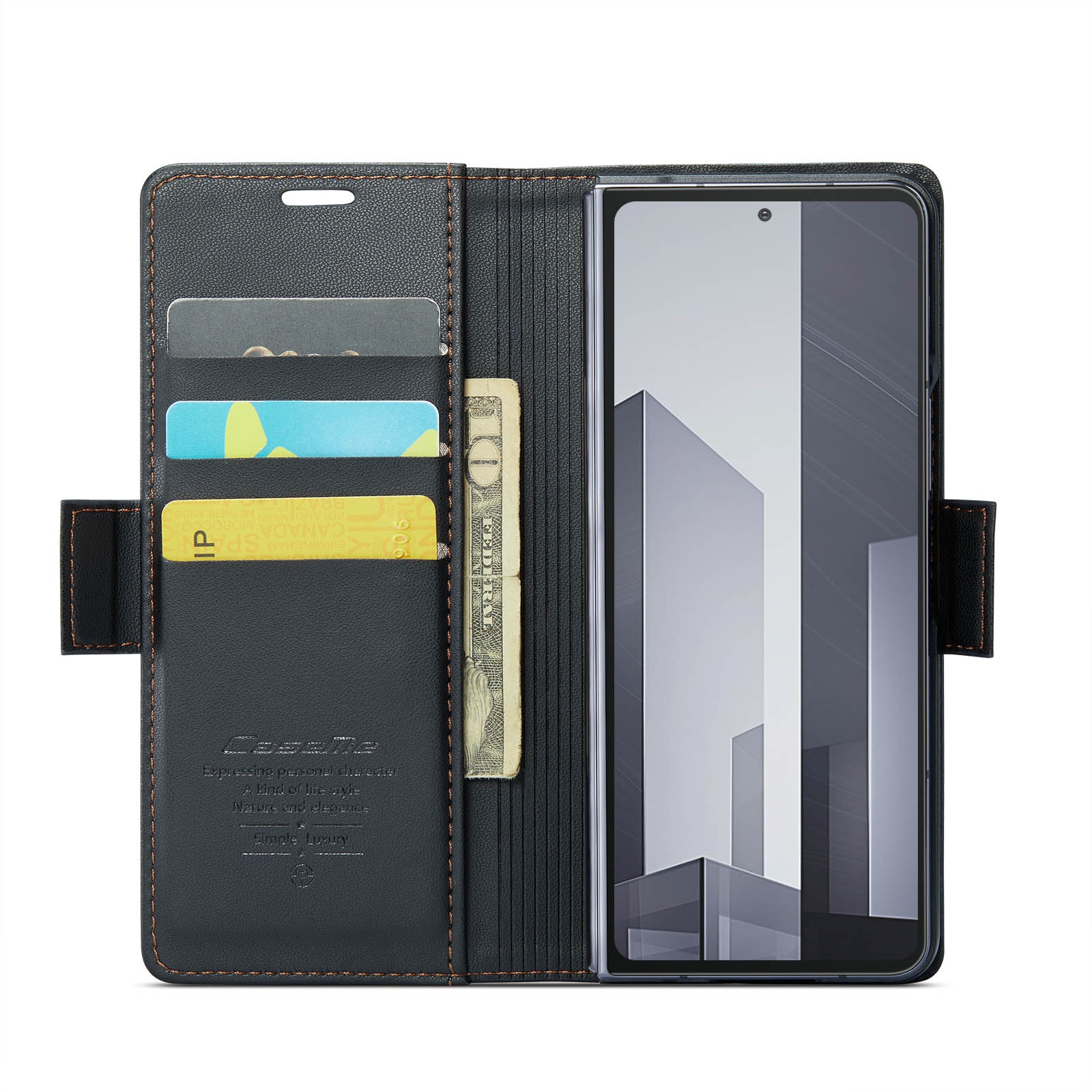 Funda delgada con solapa anti-RFID Samsung Galaxy Z Fold 6 negro