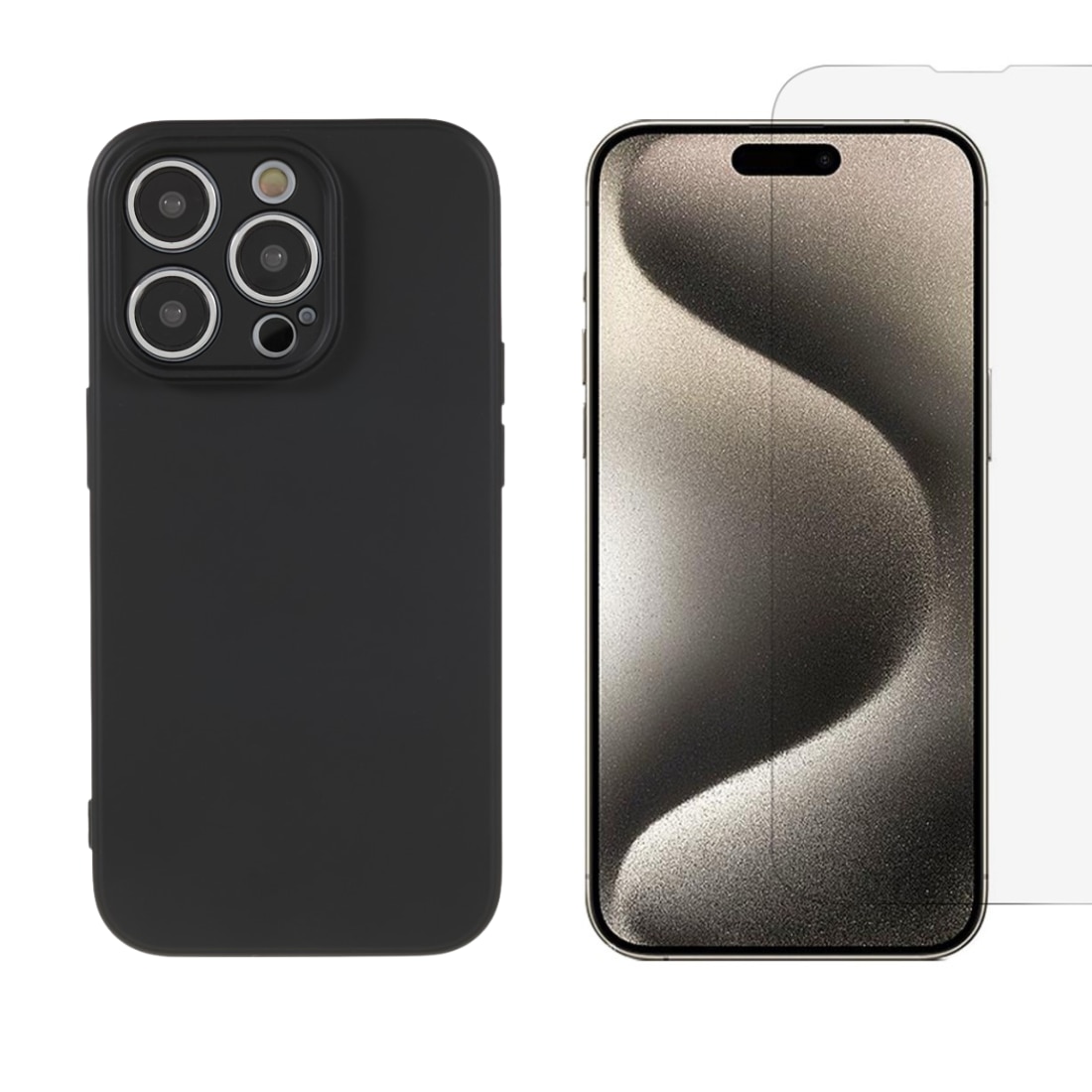 Kit para iPhone 15 Pro: Funda TPU y protector de pantalla