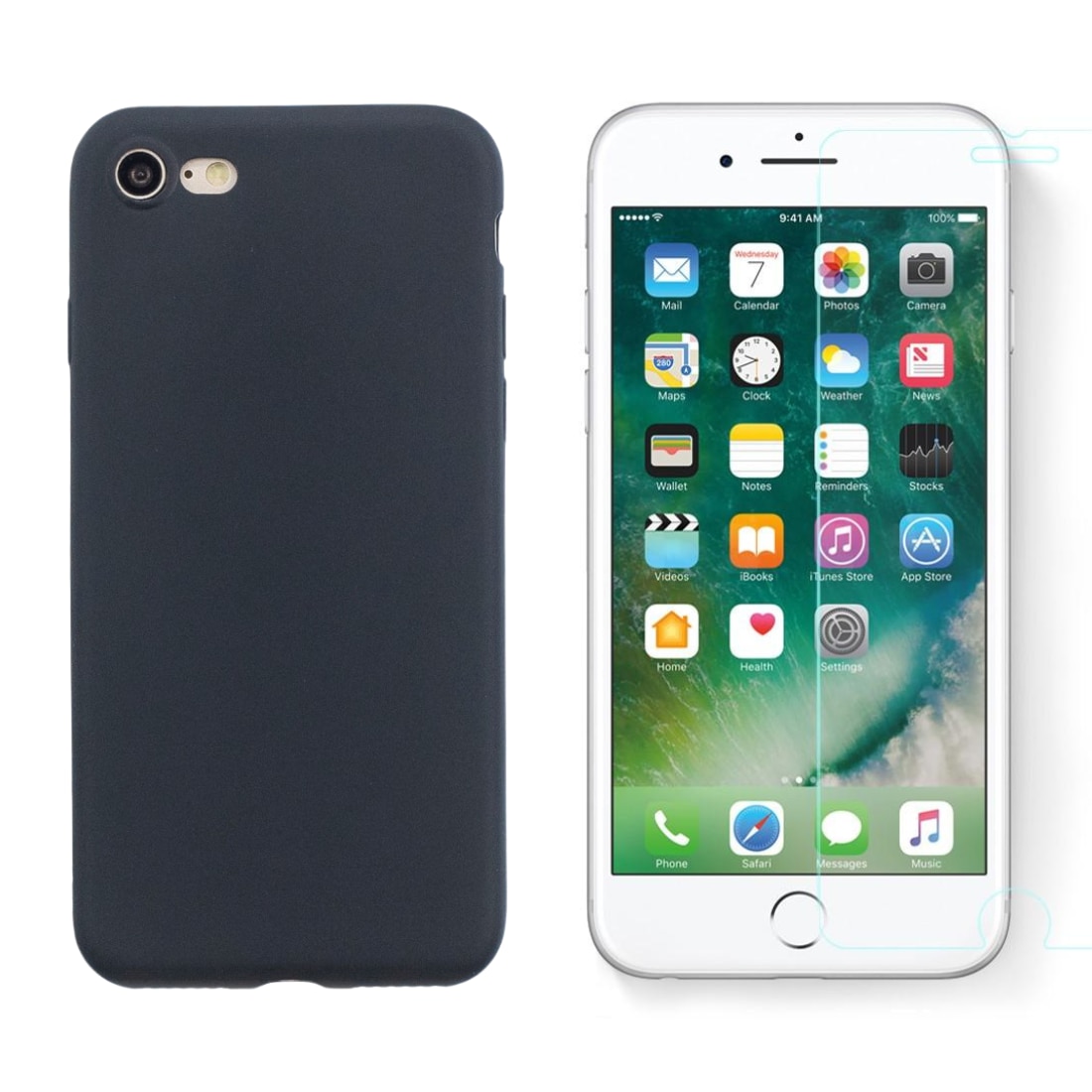 Kit para iPhone 7 : Funda TPU y protector de pantalla