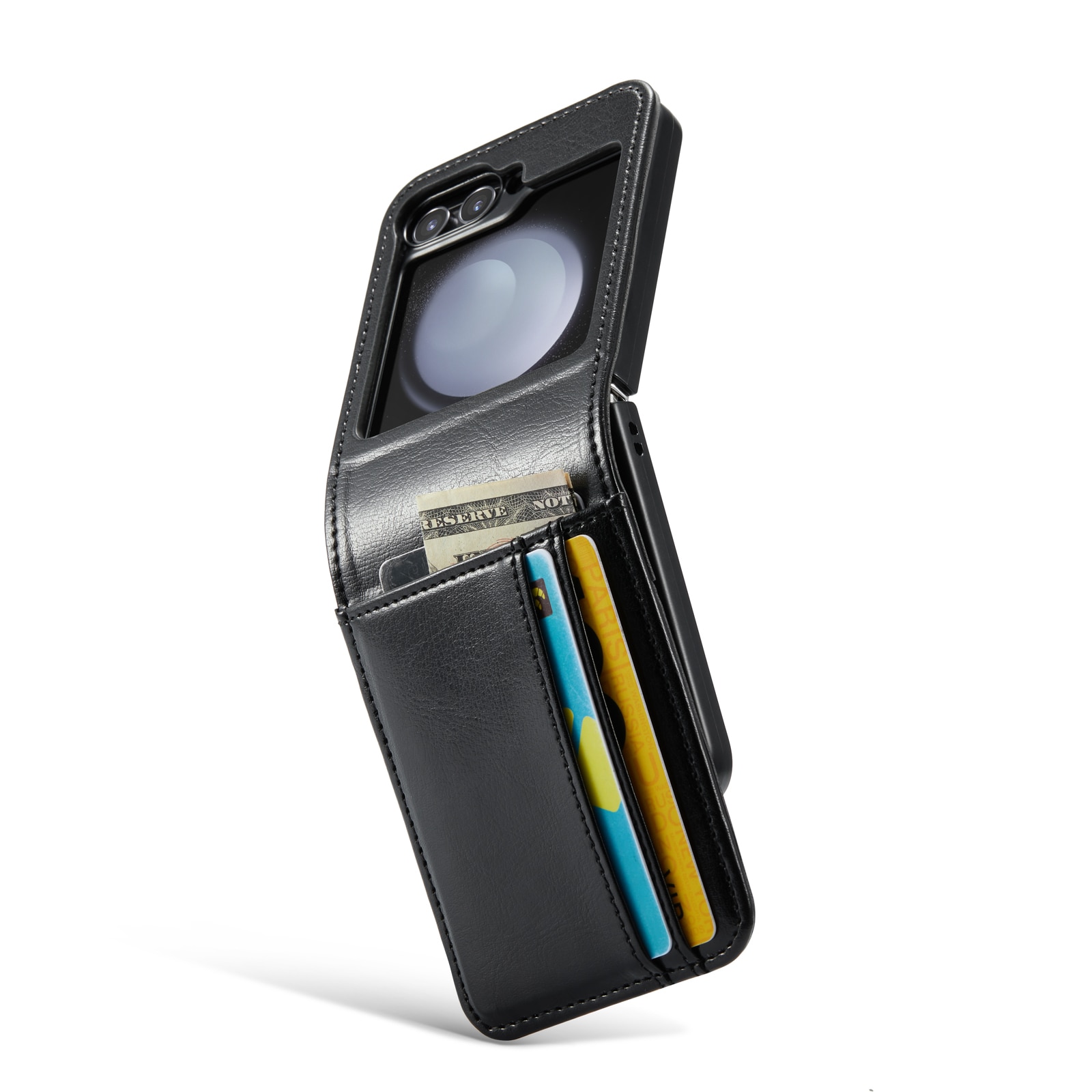 Funda de cuero genuino Samsung Galaxy Z Flip 6, negro