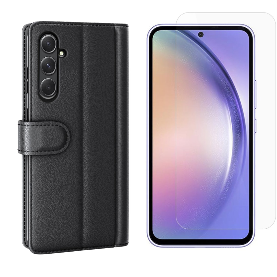 Kit para Samsung Galaxy A55 : Funda cartera y protector de pantalla