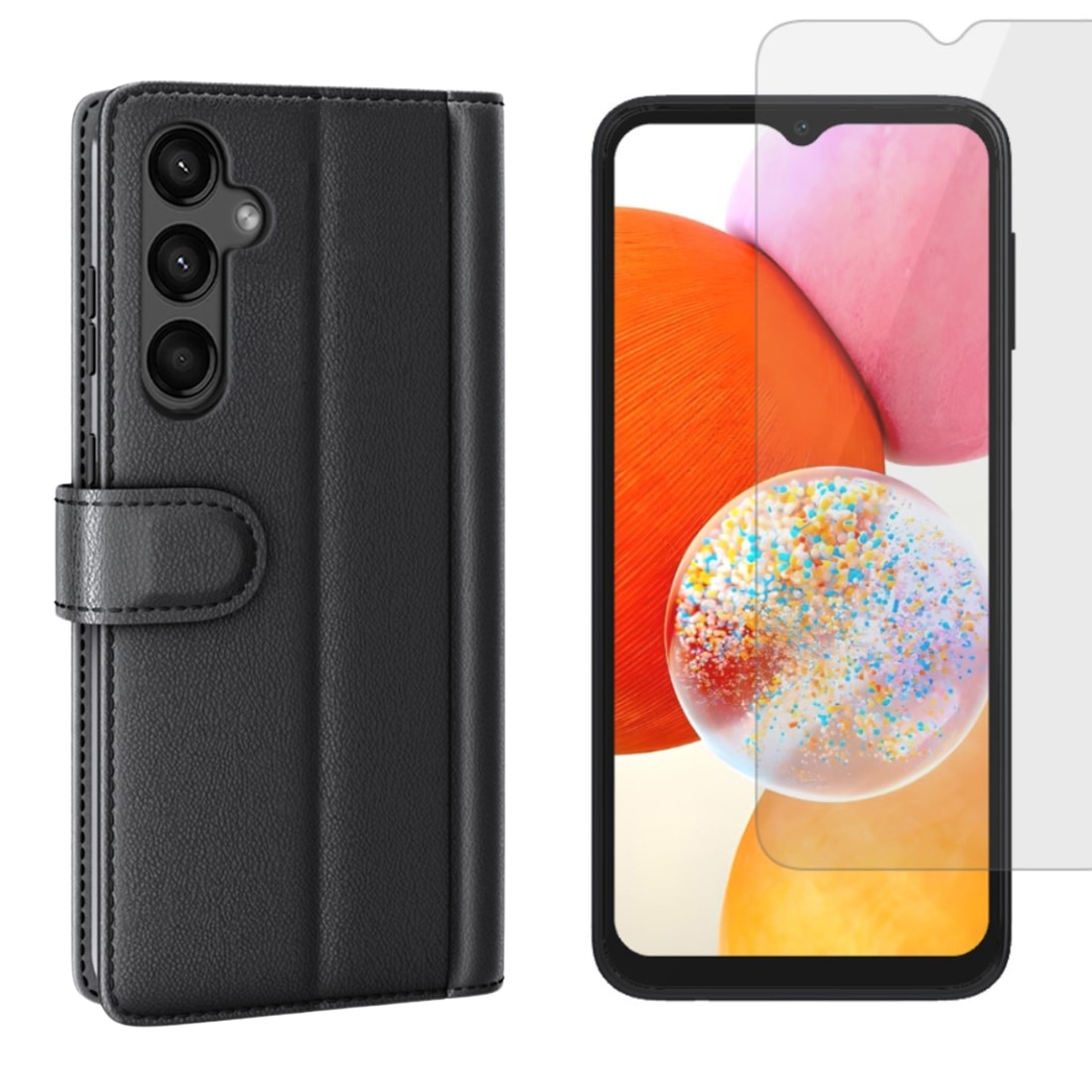 Kit para Samsung Galaxy A15 : Funda cartera y protector de pantalla