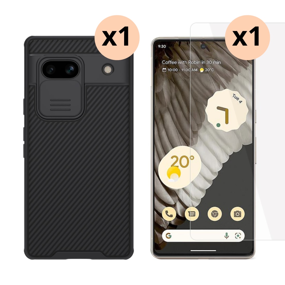 Kit para Google Pixel 7a : Funda CamShield y protector de pantalla