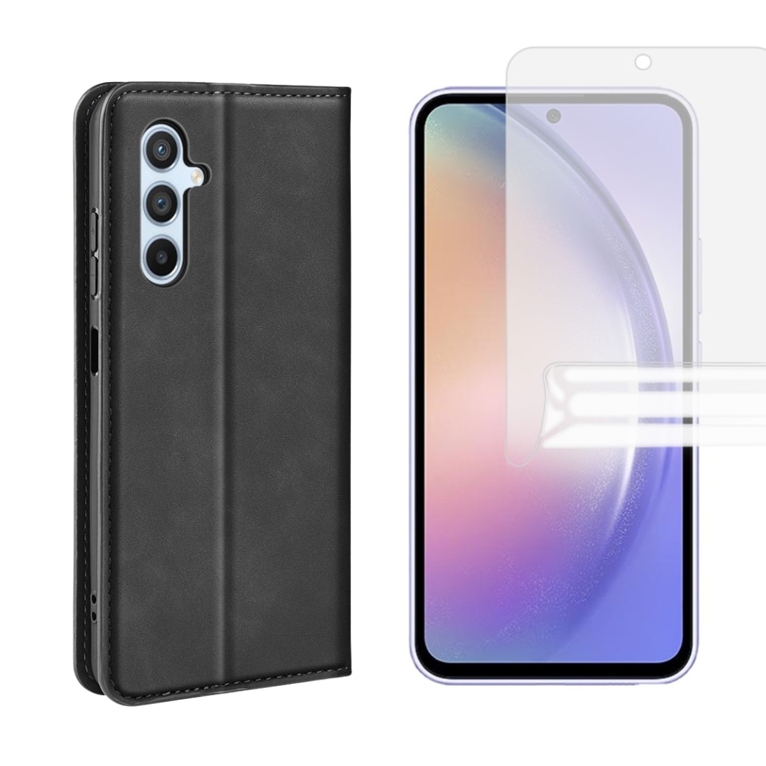 Kit para Samsung Galaxy A54 : Funda cartera Delgada y protector de pantalla