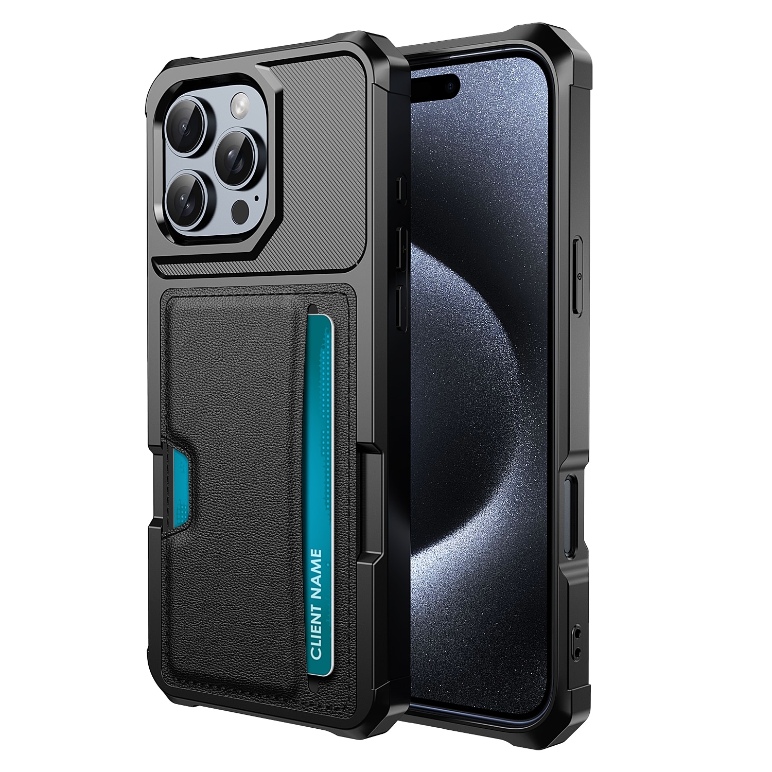 Funda Tough Card Case iPhone 16 Pro negro