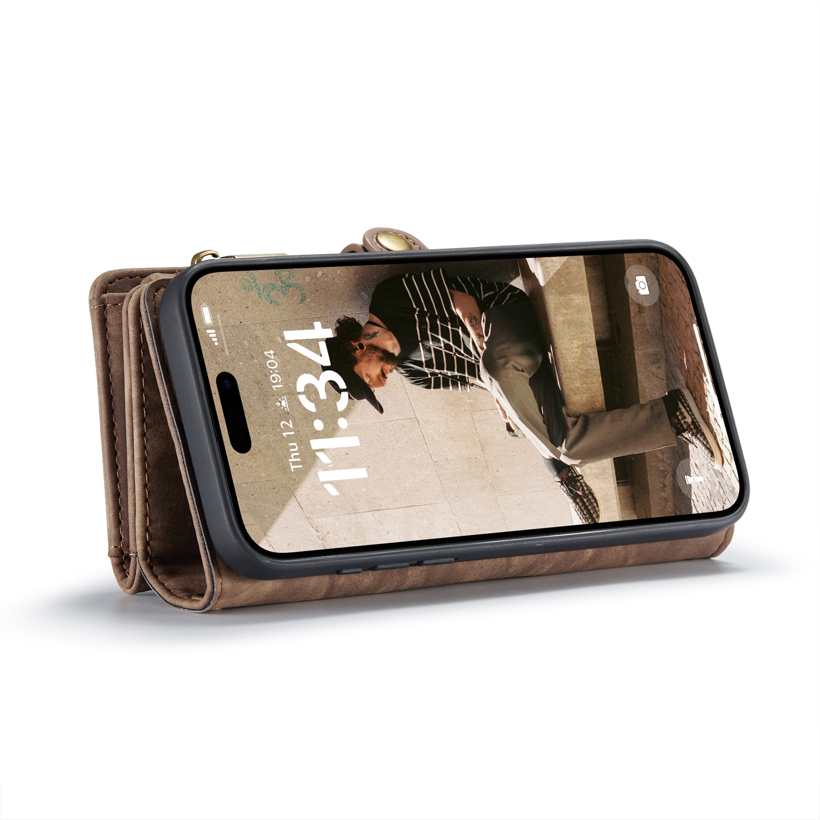 Cartera Multi-Slot iPhone 16 Plus marrón