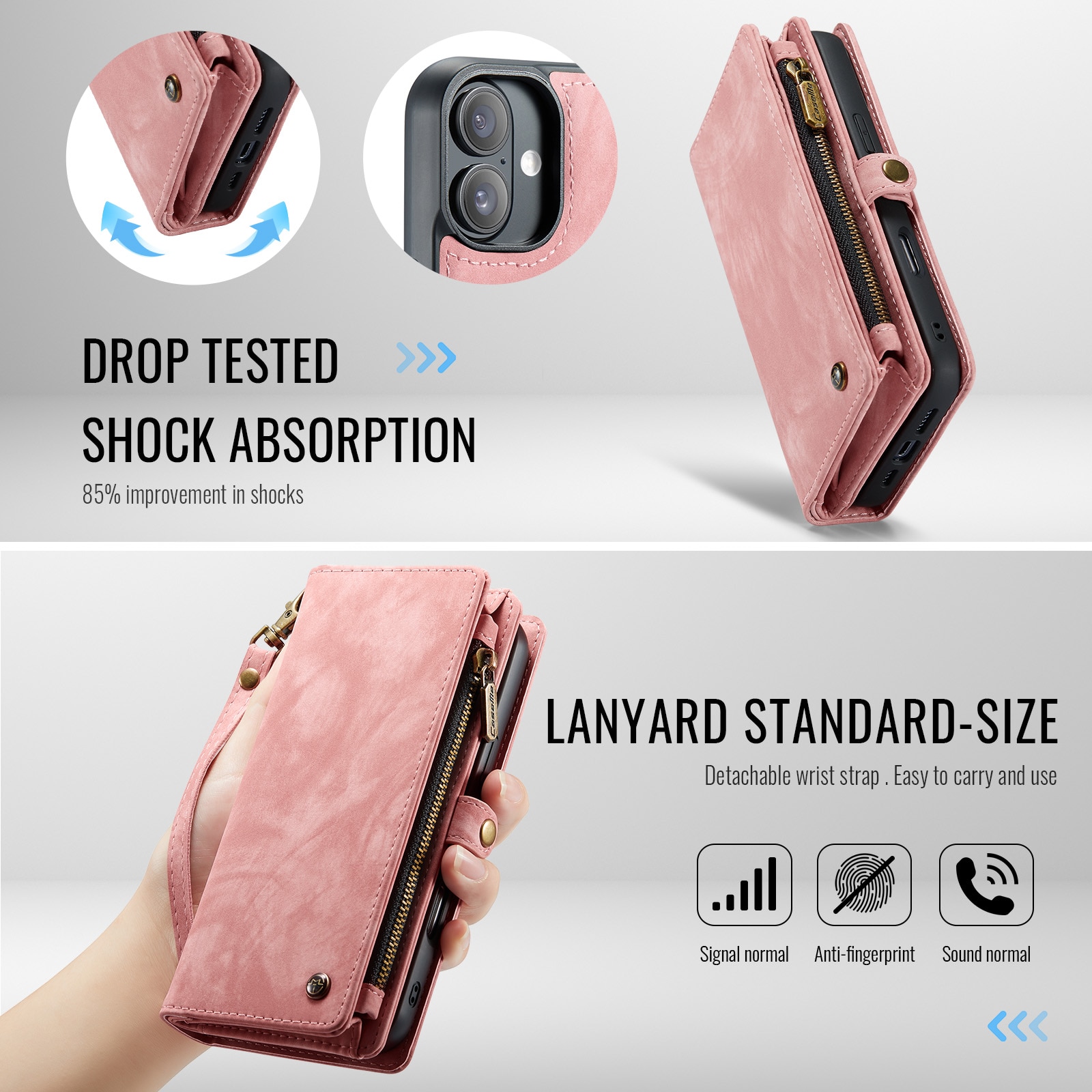 Cartera Multi-Slot iPhone 16 Plus rosado