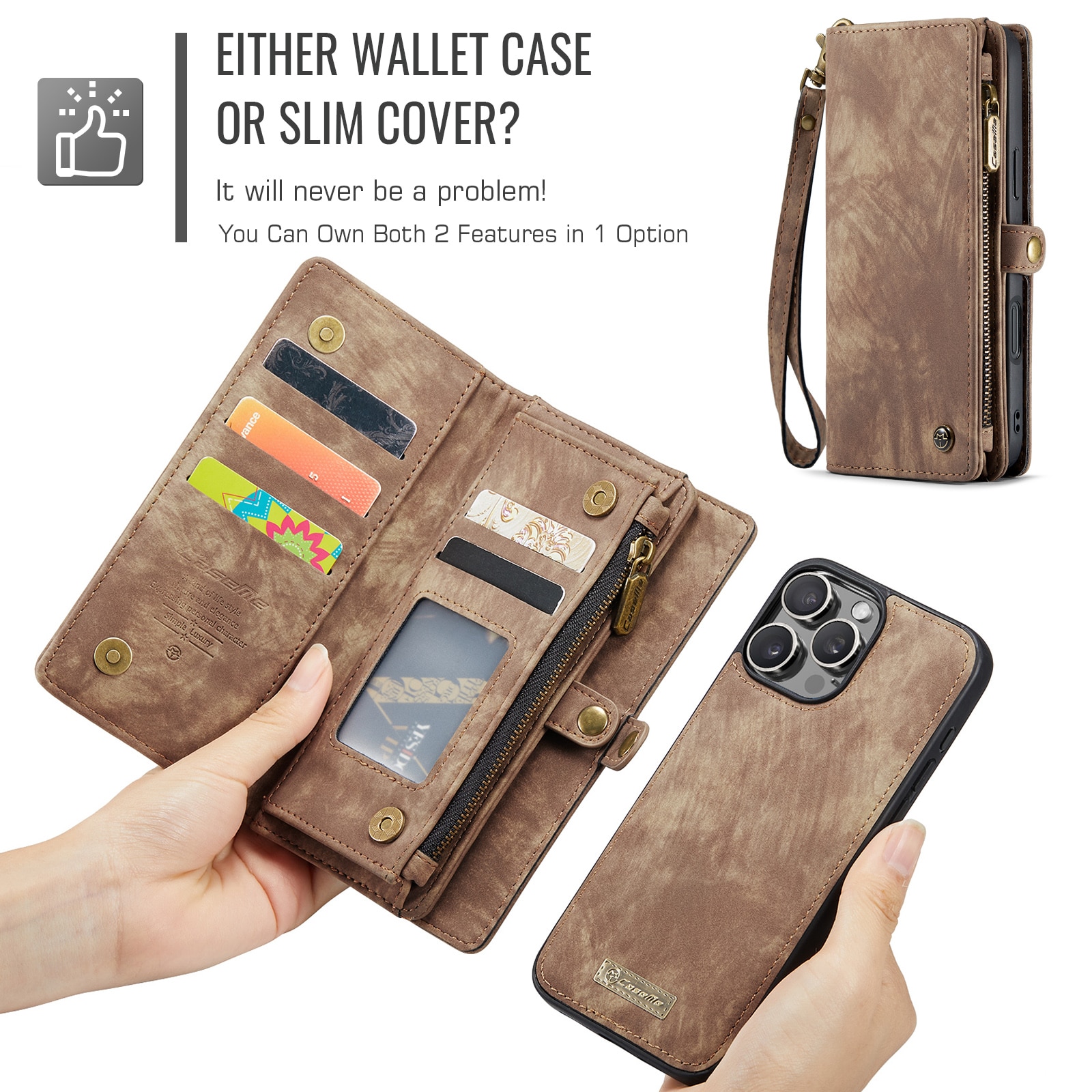 Cartera Multi-Slot iPhone 16 Pro marrón