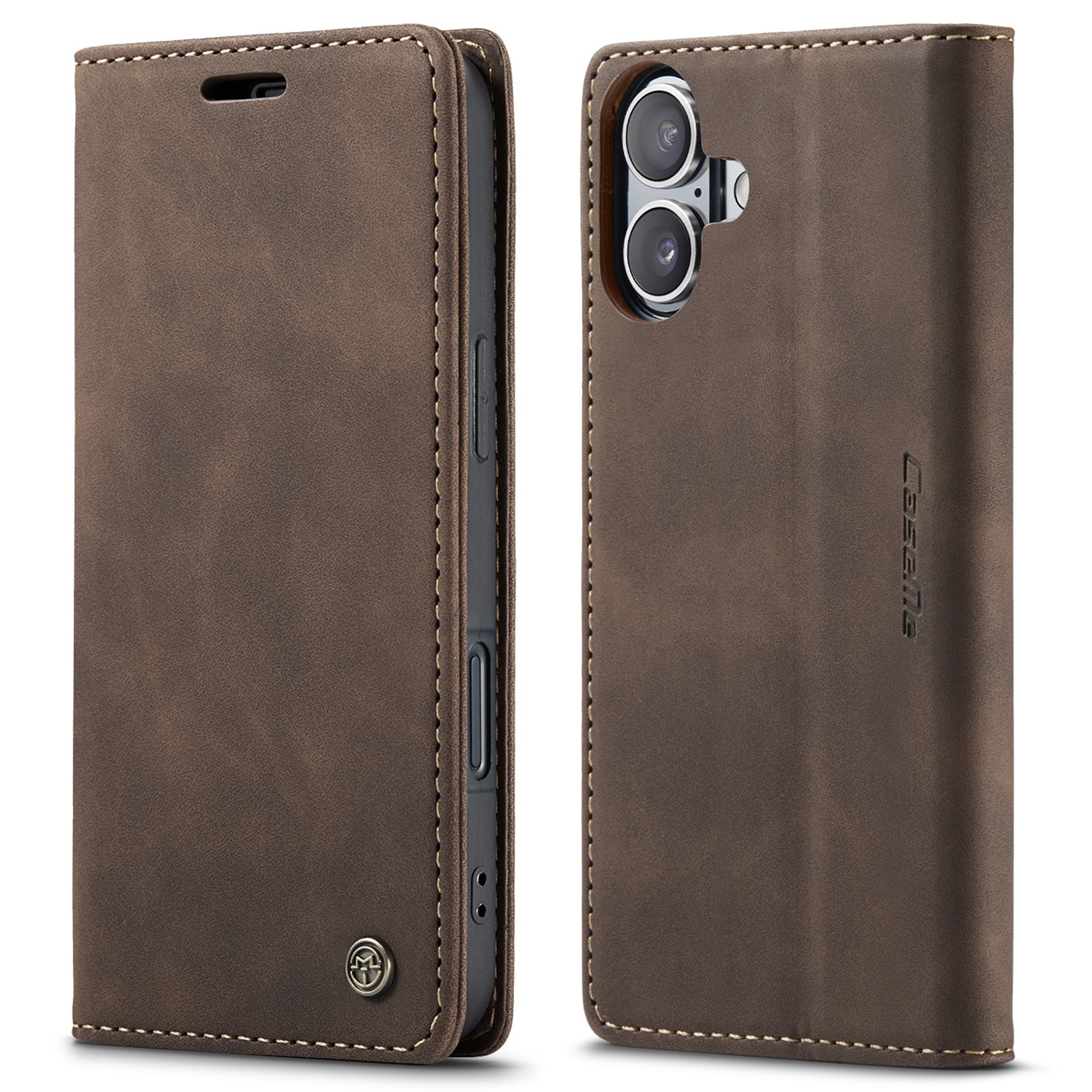 Funda delgada con solapa iPhone 16 Plus Marrón