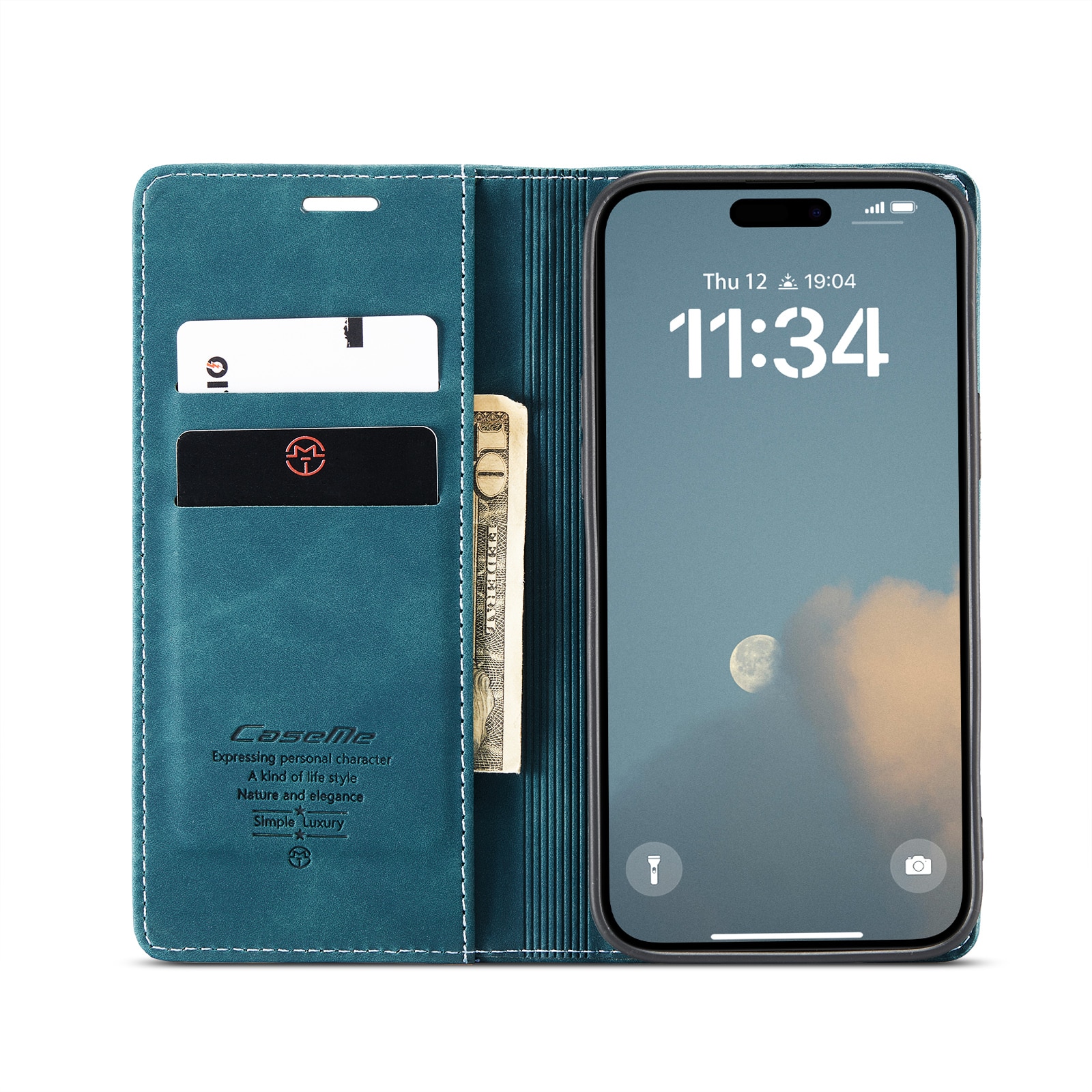 Funda delgada con solapa iPhone 16 Plus Azul