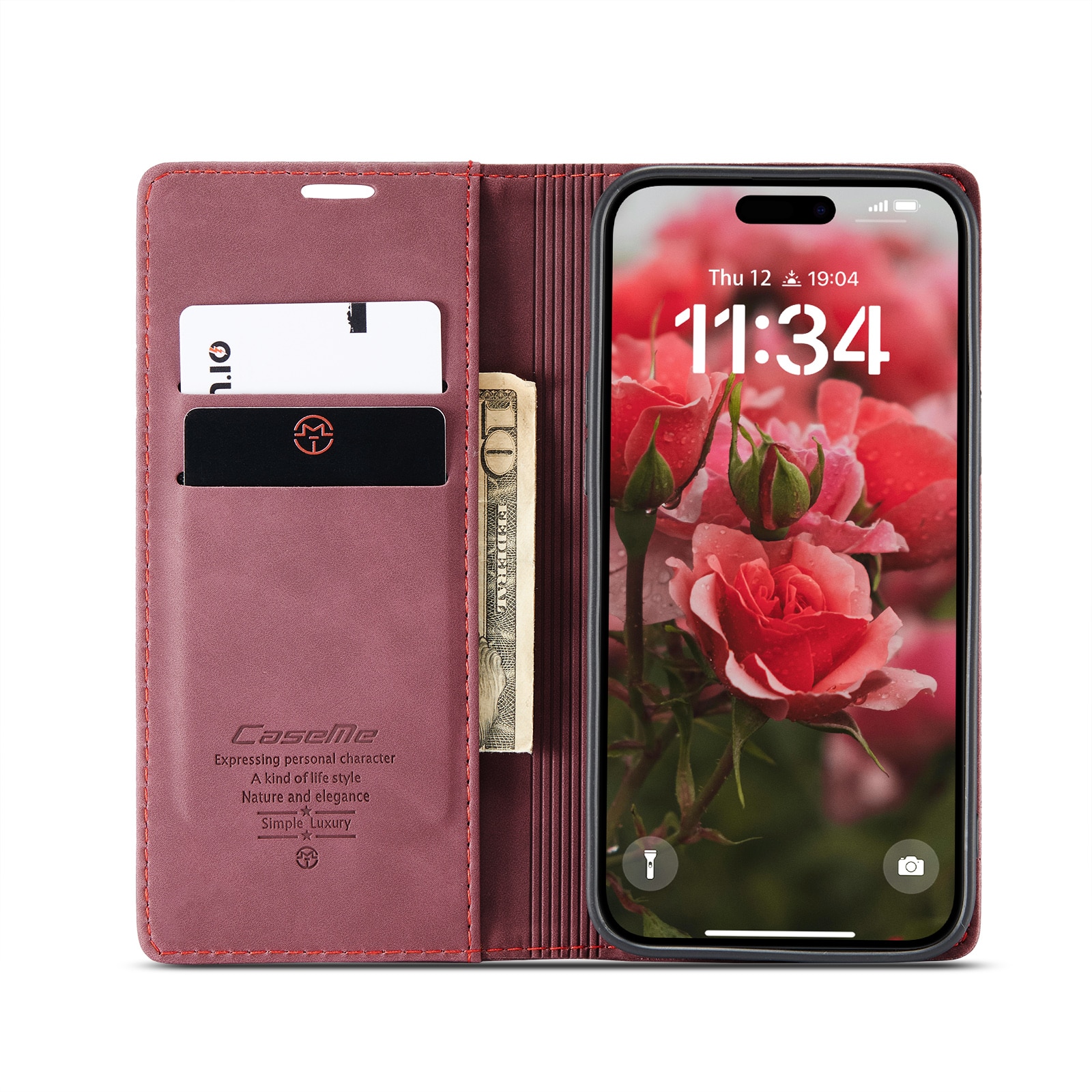 Funda delgada con solapa iPhone 16 Plus Rojo