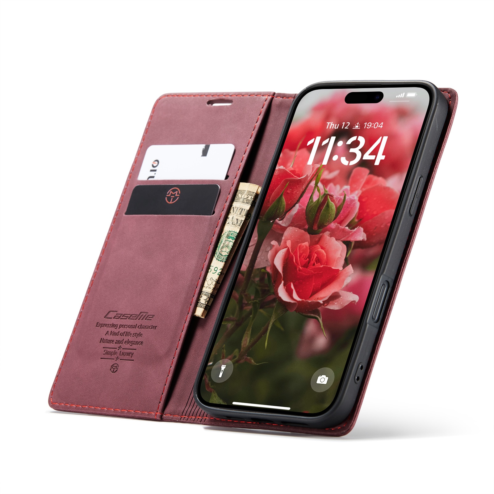 Funda delgada con solapa iPhone 16 Plus Rojo